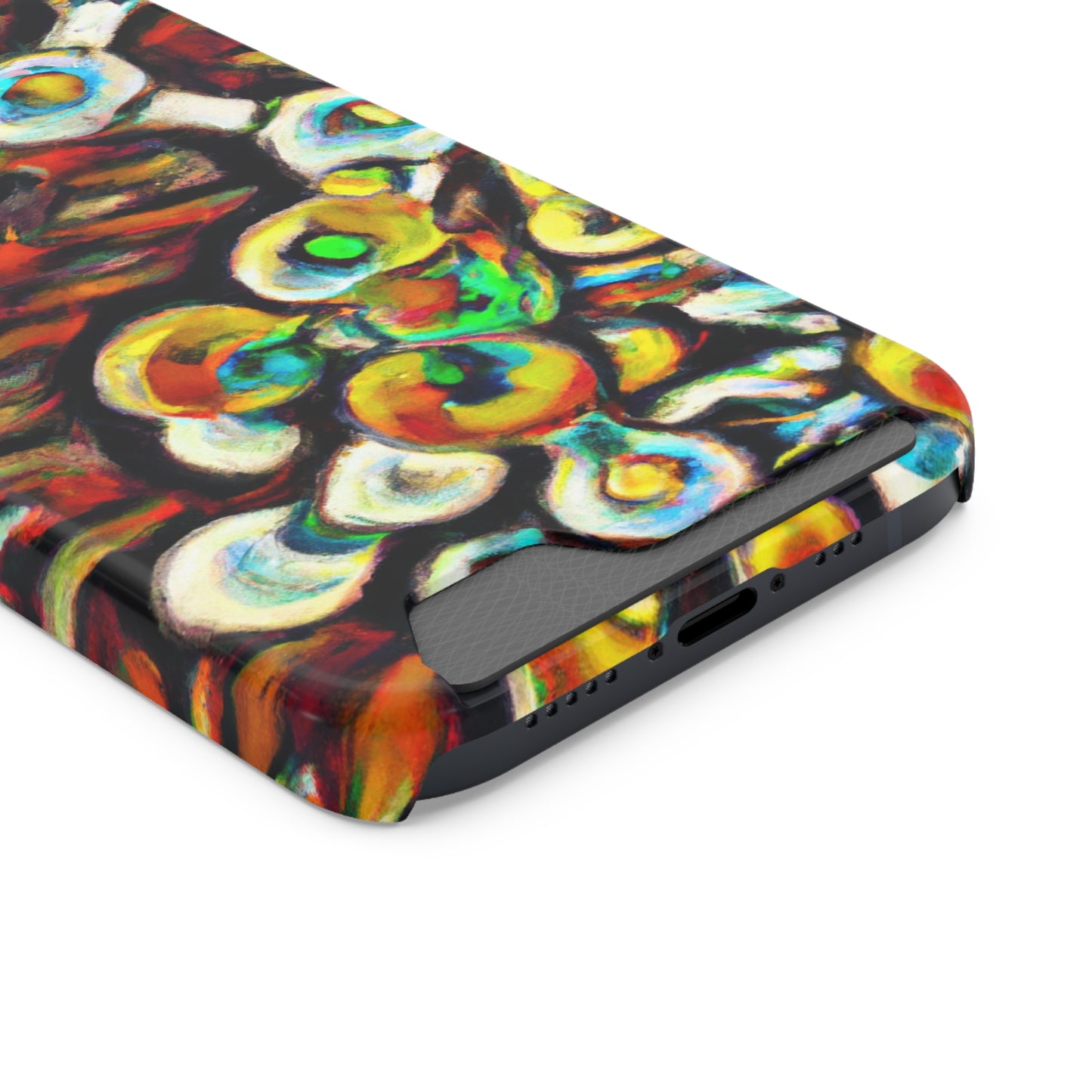 iPhone 13 and Samsung S21, S22 Cases with Card Holder Ft. Abstract Molecule
