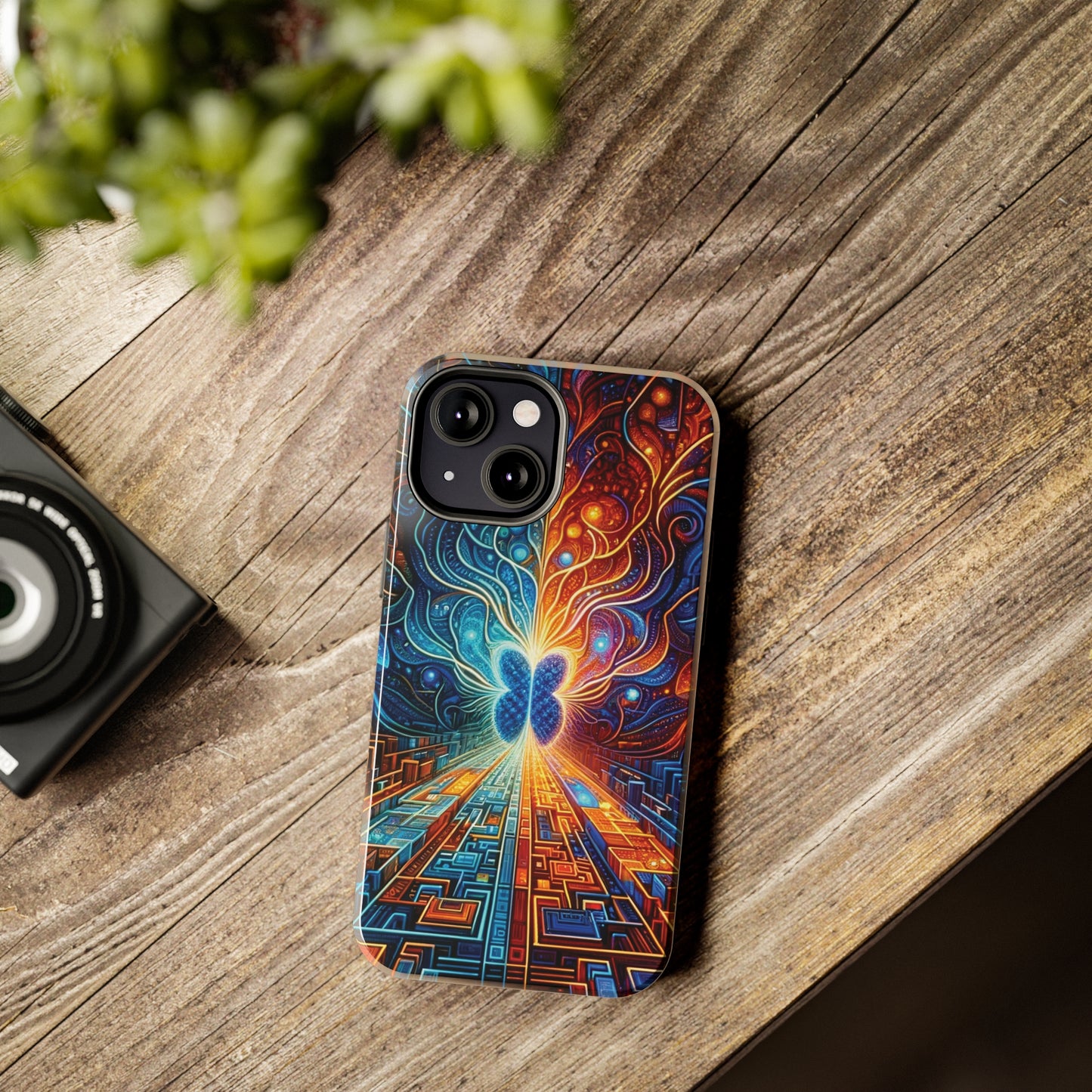 ToughDrop Apple iPhone Case Ft. Cyber Blue Butterfly