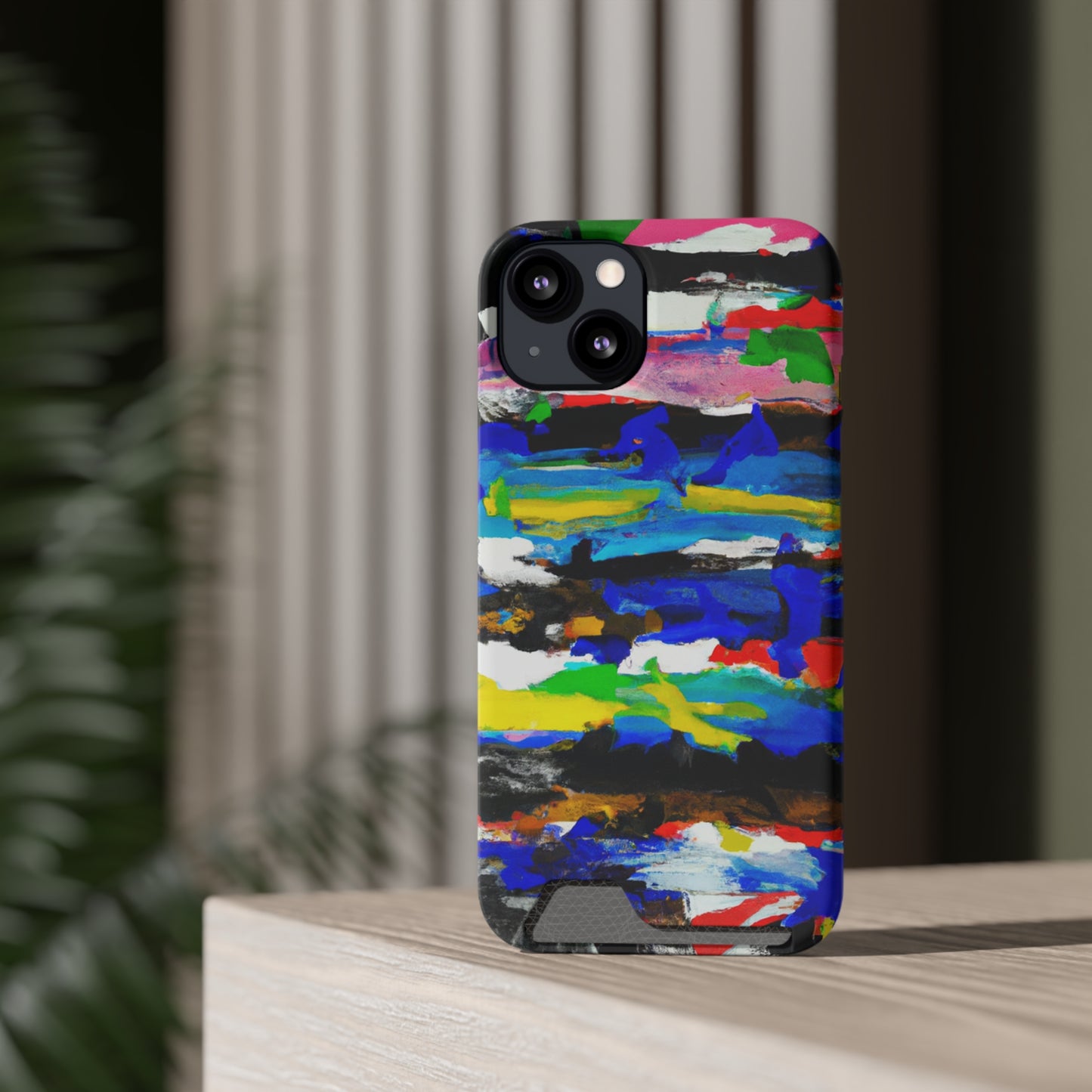 iPhone 13 and Samsung S21, S22 Cases with Card Holder Ft. Abstract Stripes