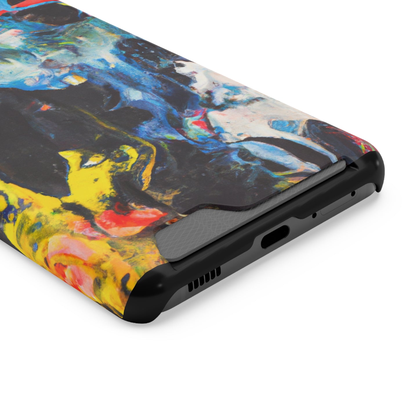 iPhone 13 or Samsung S21, S22 Case with Card Holder Ft. Blue Splat