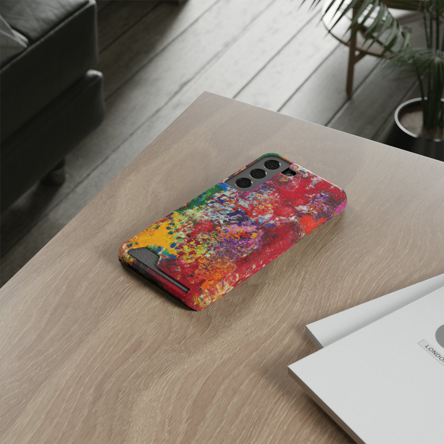 iPhone 13 and Samsung S21, S22 Cases with Card Holder Ft. Detailed Splats