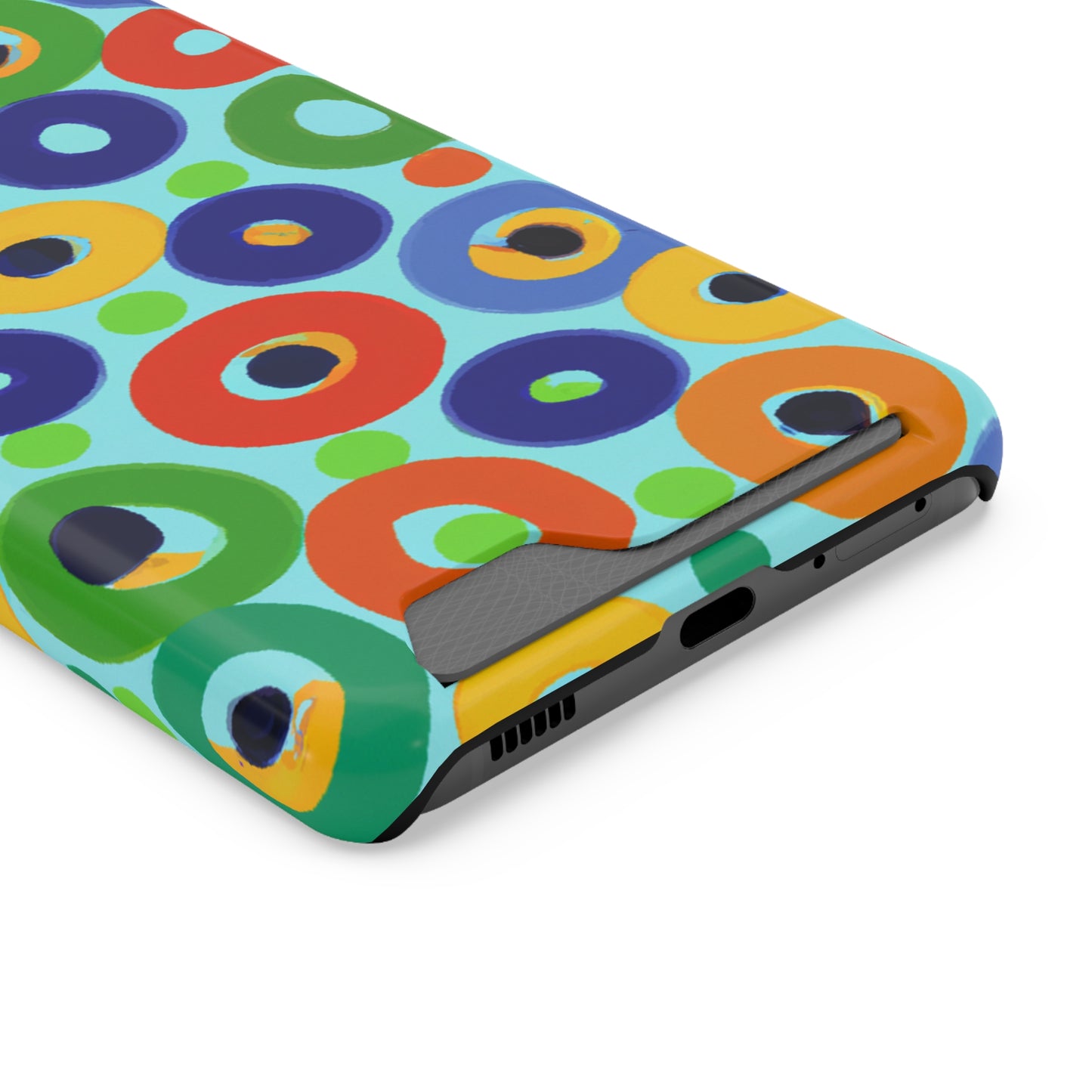 iPhone 13 and Samsung S21, S22 Cases with Card Holder Ft. Vivid Circles