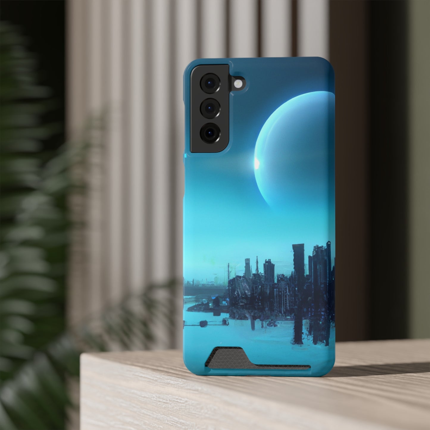 iPhone 13 and Samsung S21, S22 Cases with Card Holder Ft. Alien City
