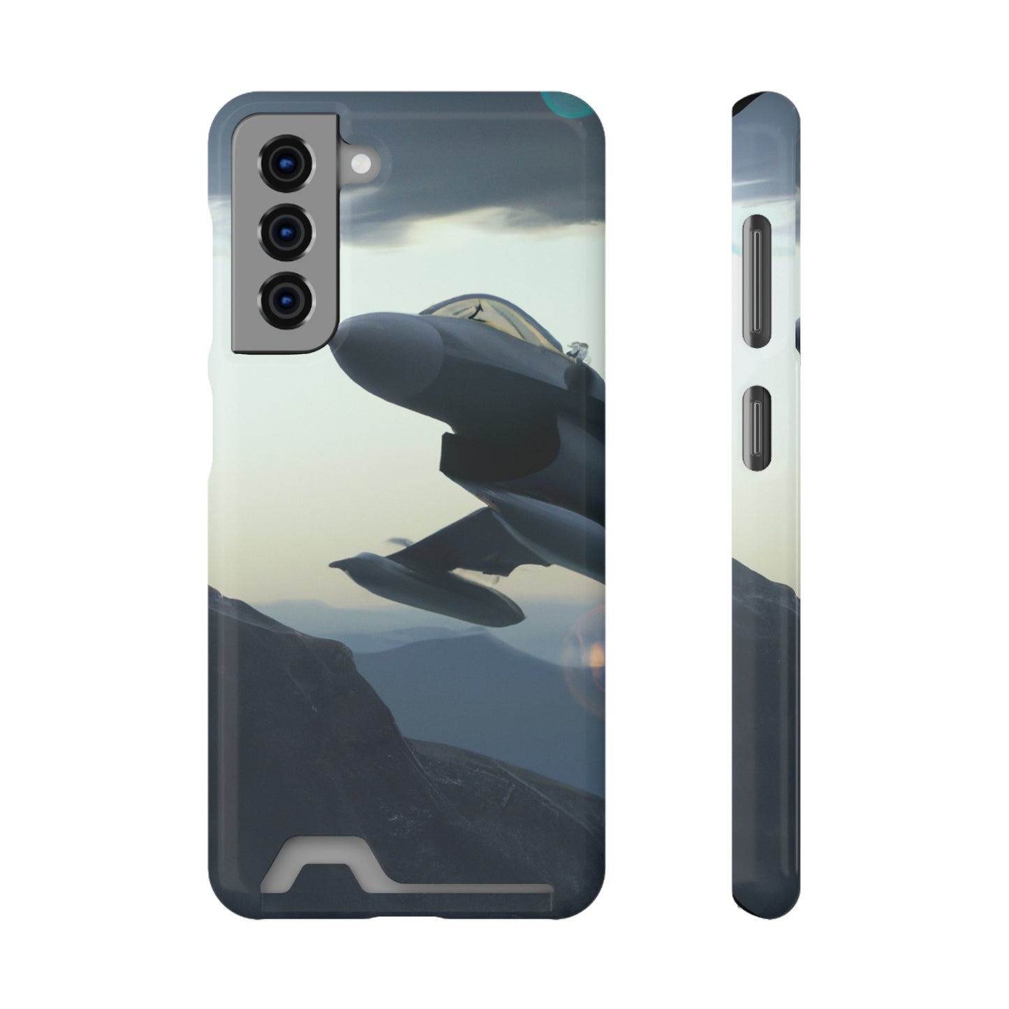 iPhone 13 and Samsung S21, S22 Cases with Card Holder Ft. Fighter Jet