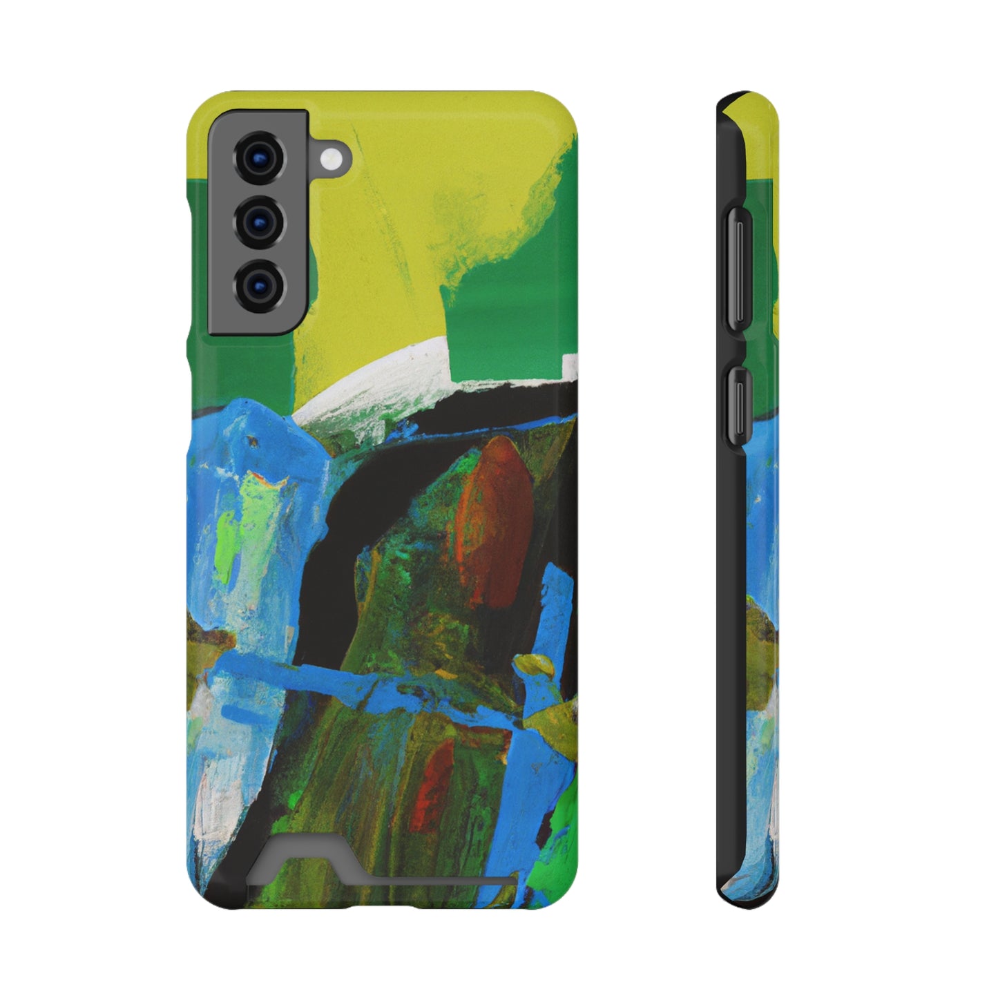 iPhone 13 and Samsung S21, S22 Cases with Card Holder Ft. Abstract River
