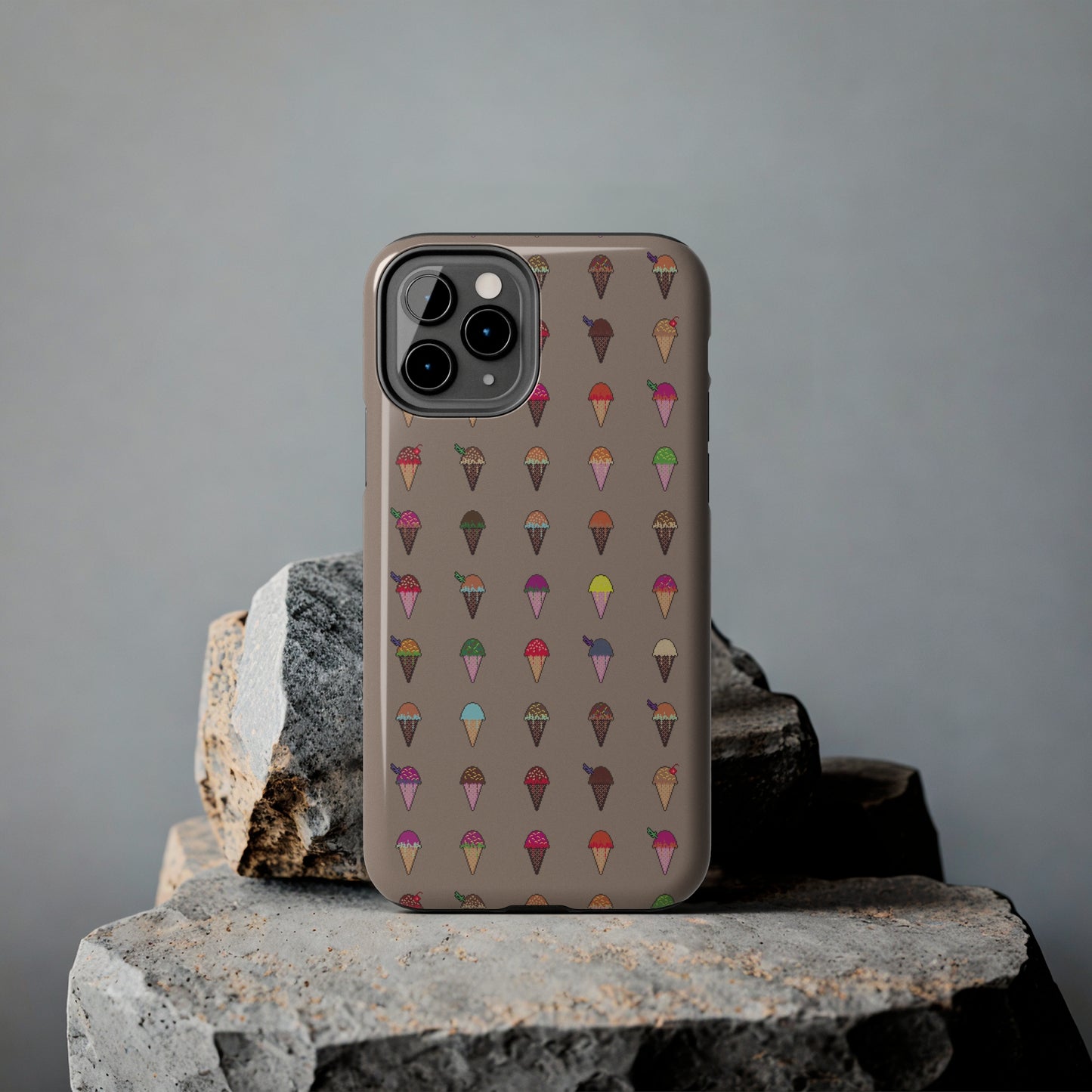 Tough Apple iPhone Case Ft. Pixel Ice Cream Cones