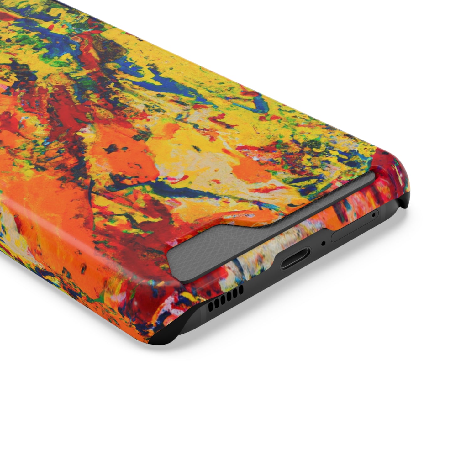 iPhone or Samsung Case with Card Holder Ft. Abstract Yellow Orange