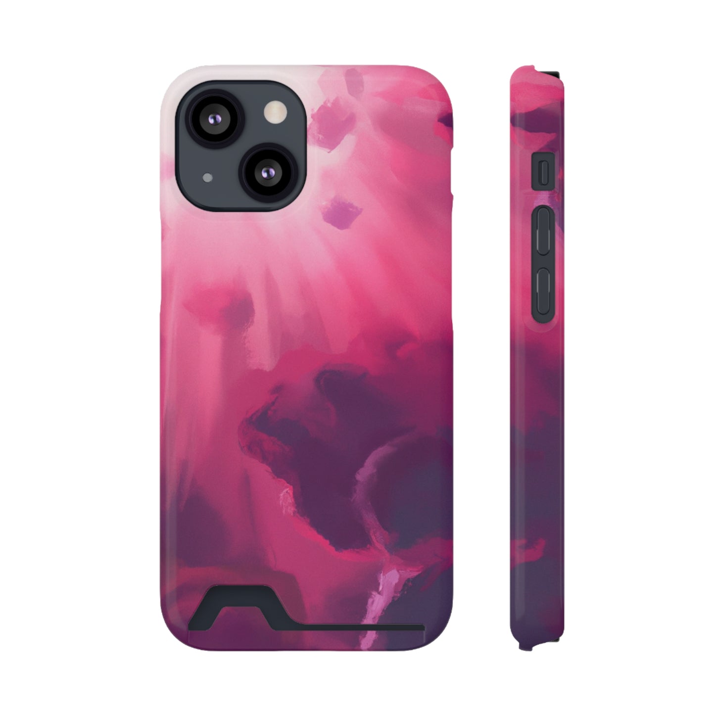 iPhone 13 and Samsung S21, S22 Cases with Card Holder Ft. Abstract Pink Sky