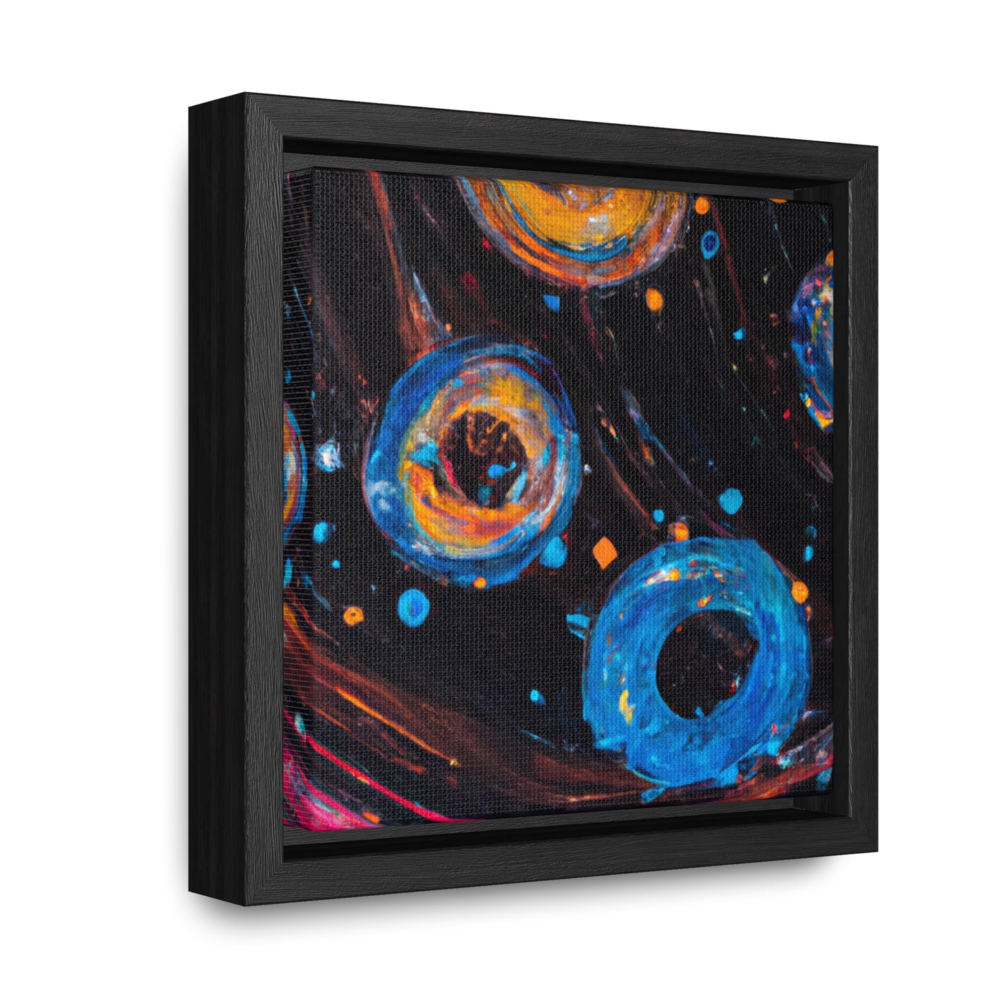 6x6-inch Abstract Framed Canvas: Bubble Galaxy