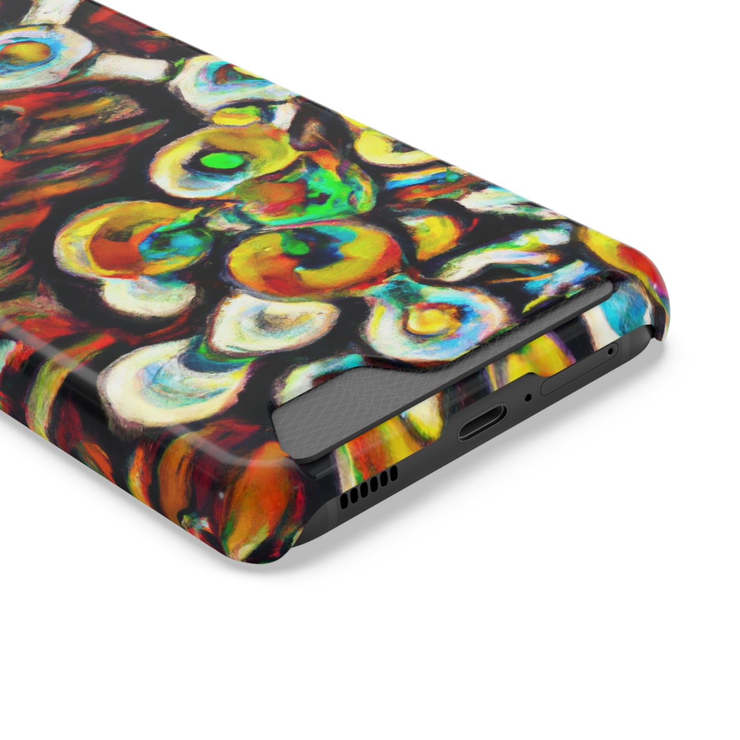 iPhone 13 and Samsung S21, S22 Cases with Card Holder Ft. Abstract Molecule