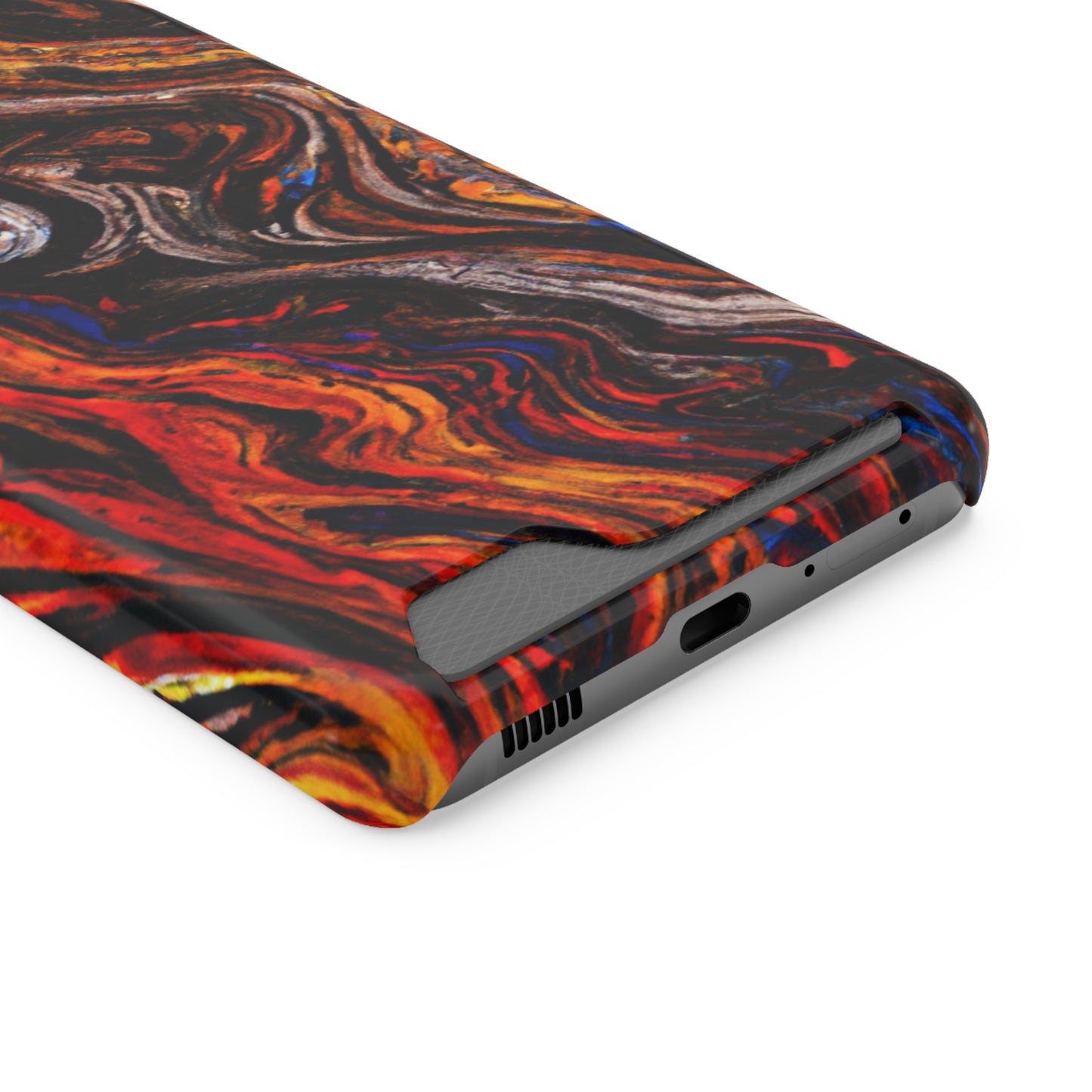 iPhone 13 and Samsung S21, S22 Cases with Card Holder Ft. Abstract Petrified Wood
