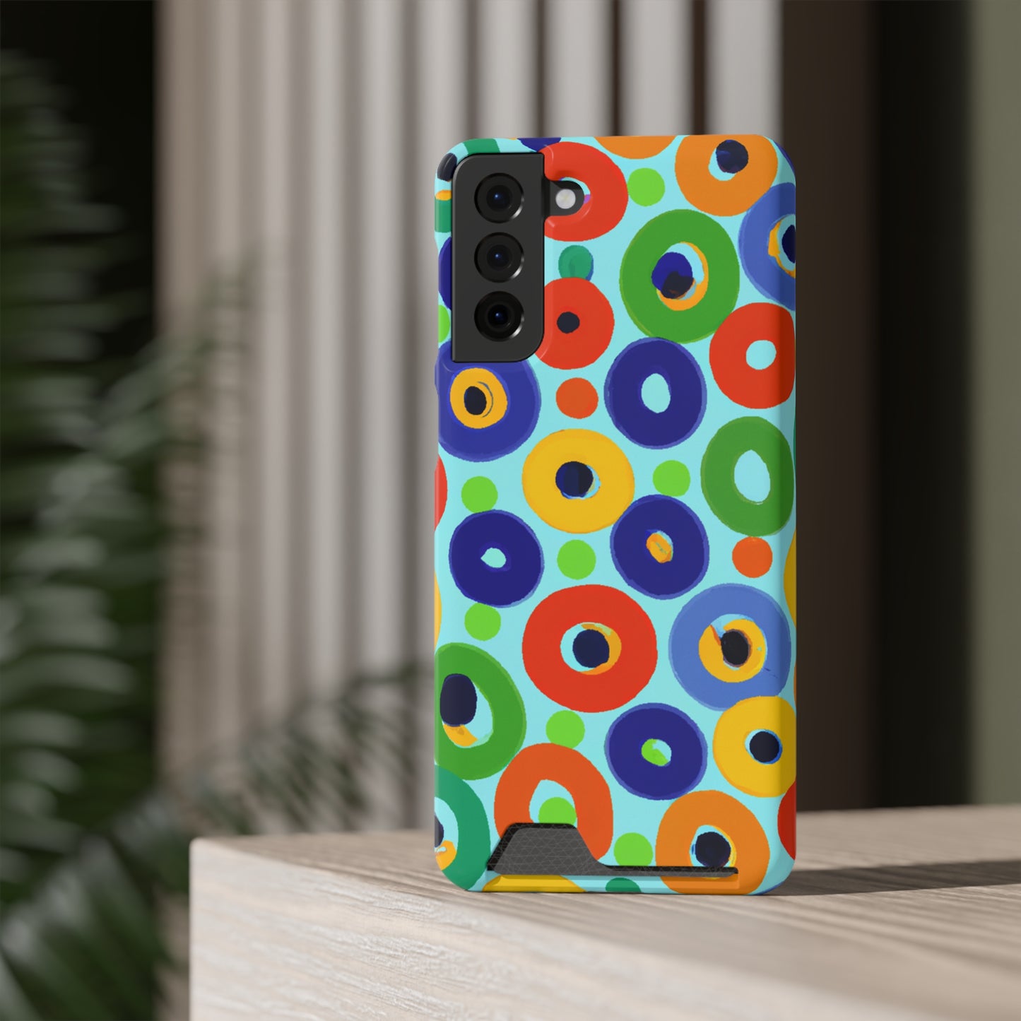 iPhone 13 and Samsung S21, S22 Cases with Card Holder Ft. Vivid Circles