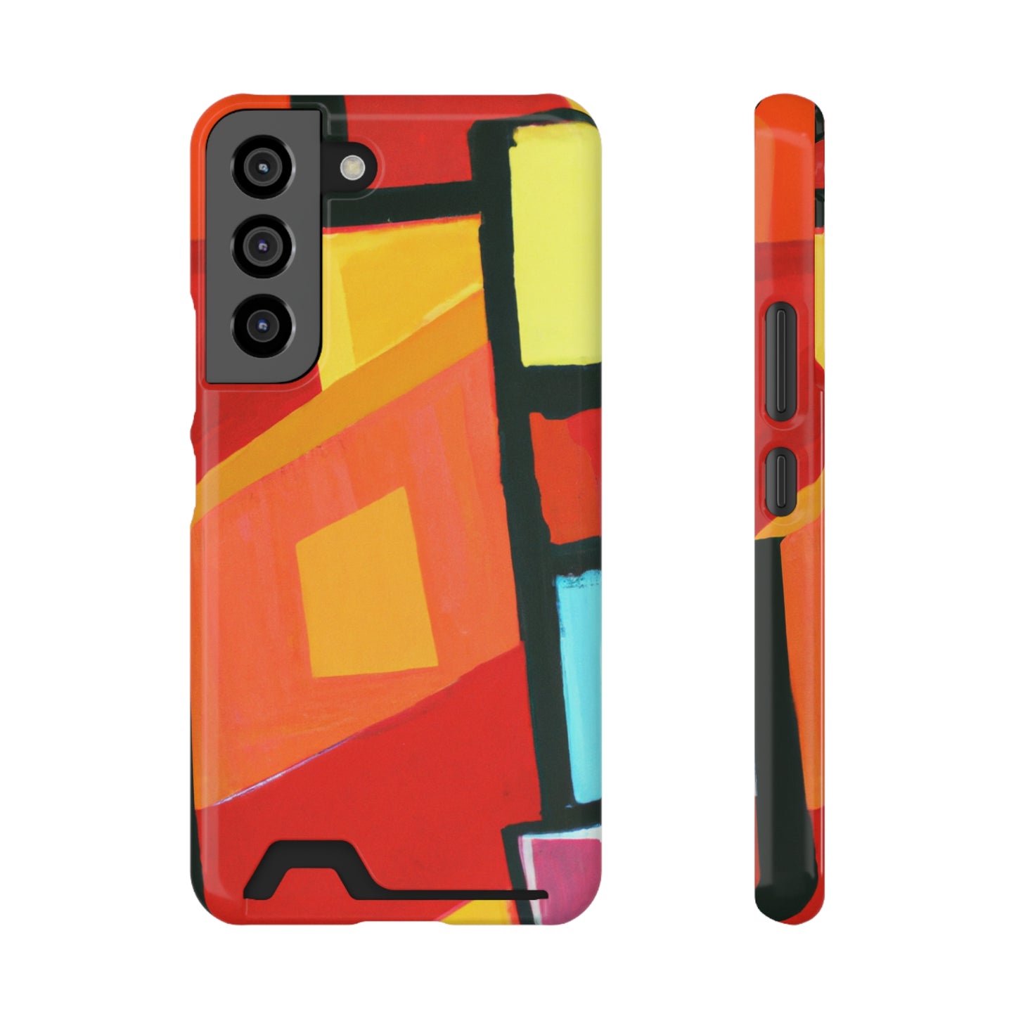 iPhone 13 and Samsung S21, S22 Cases with Card Holder Ft Abstract Panes