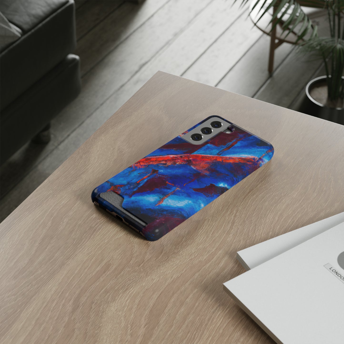 iPhone 13 and Samsung S21, S22 Cases with Card Holder Ft. Red Slash