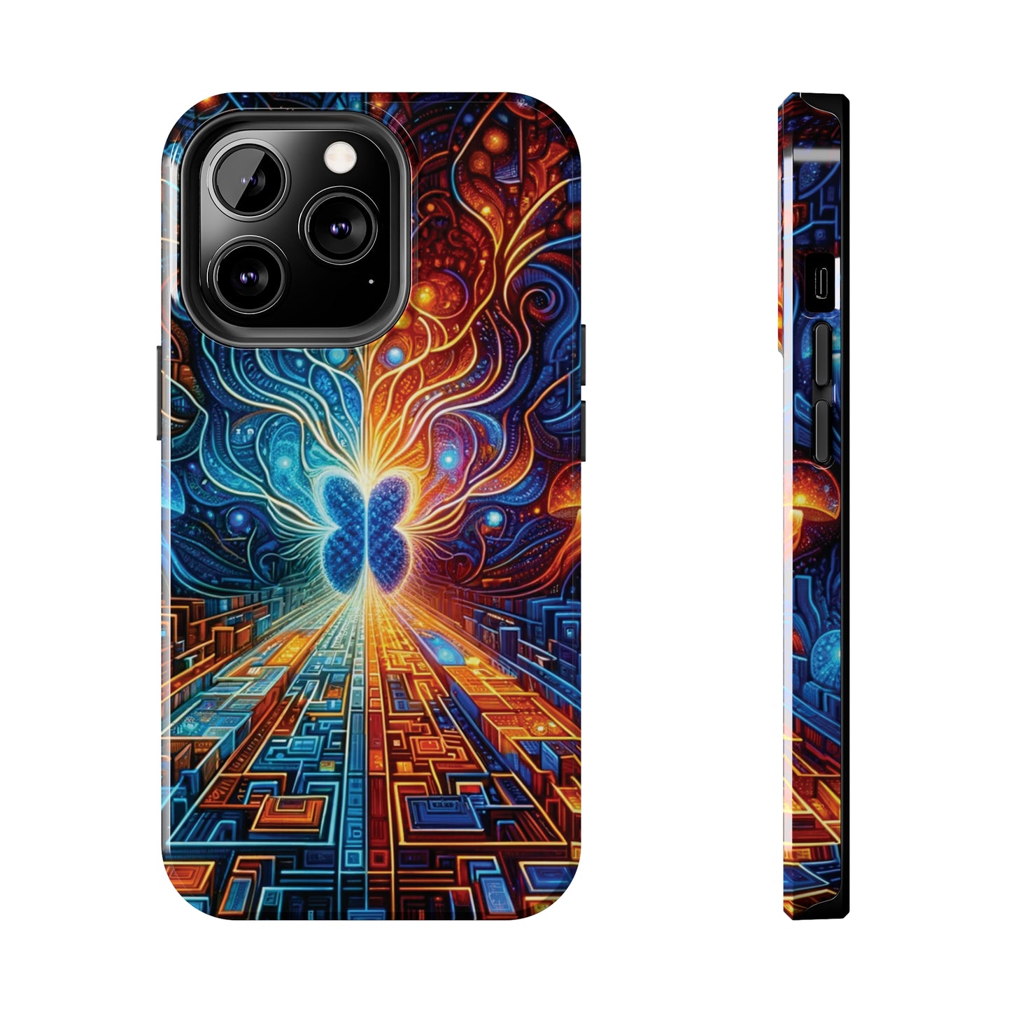 ToughDrop Apple iPhone Case Ft. Cyber Blue Butterfly