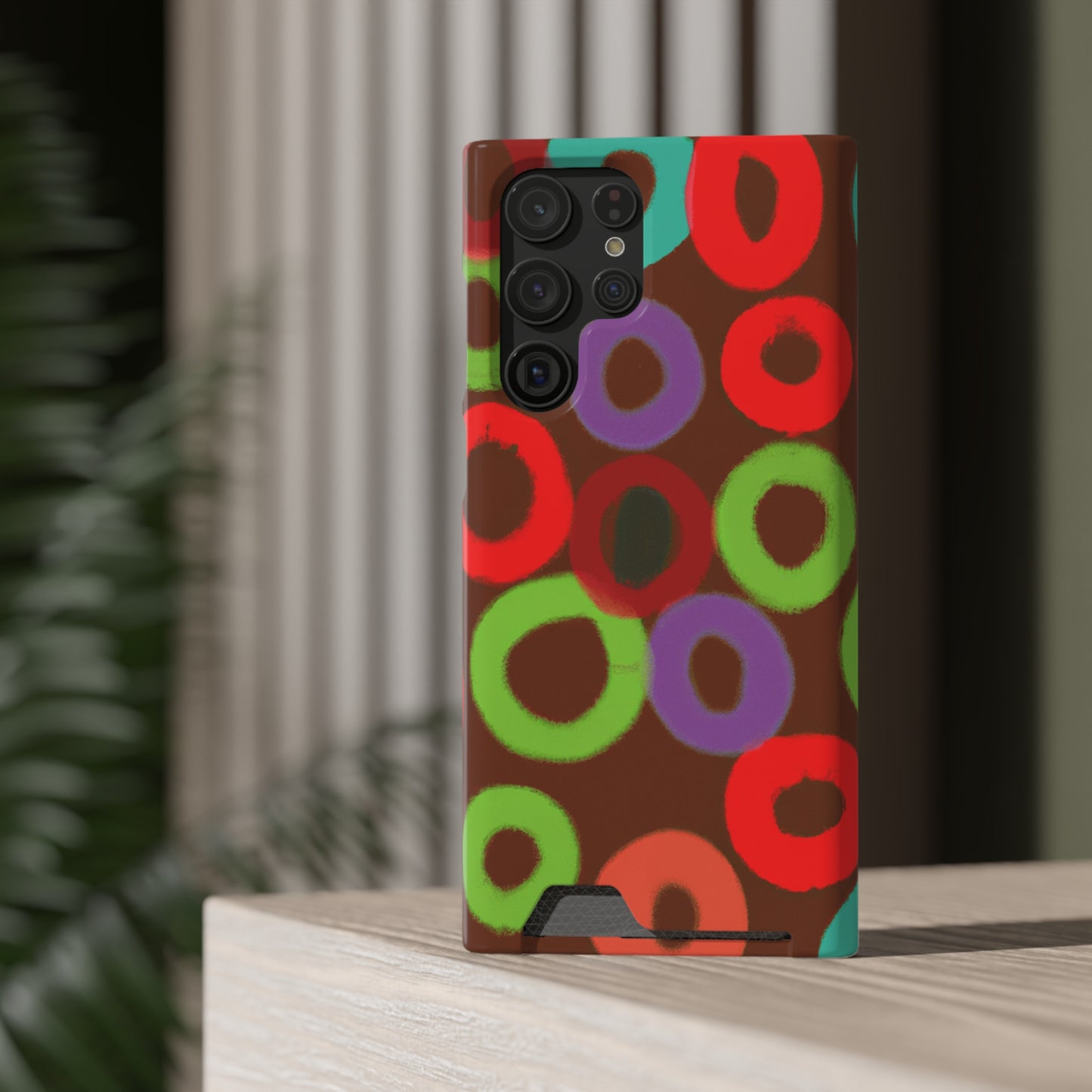 iPhone 13 and Samsung S21, S22 Cases with Card Holder Ft. Fruity Circles