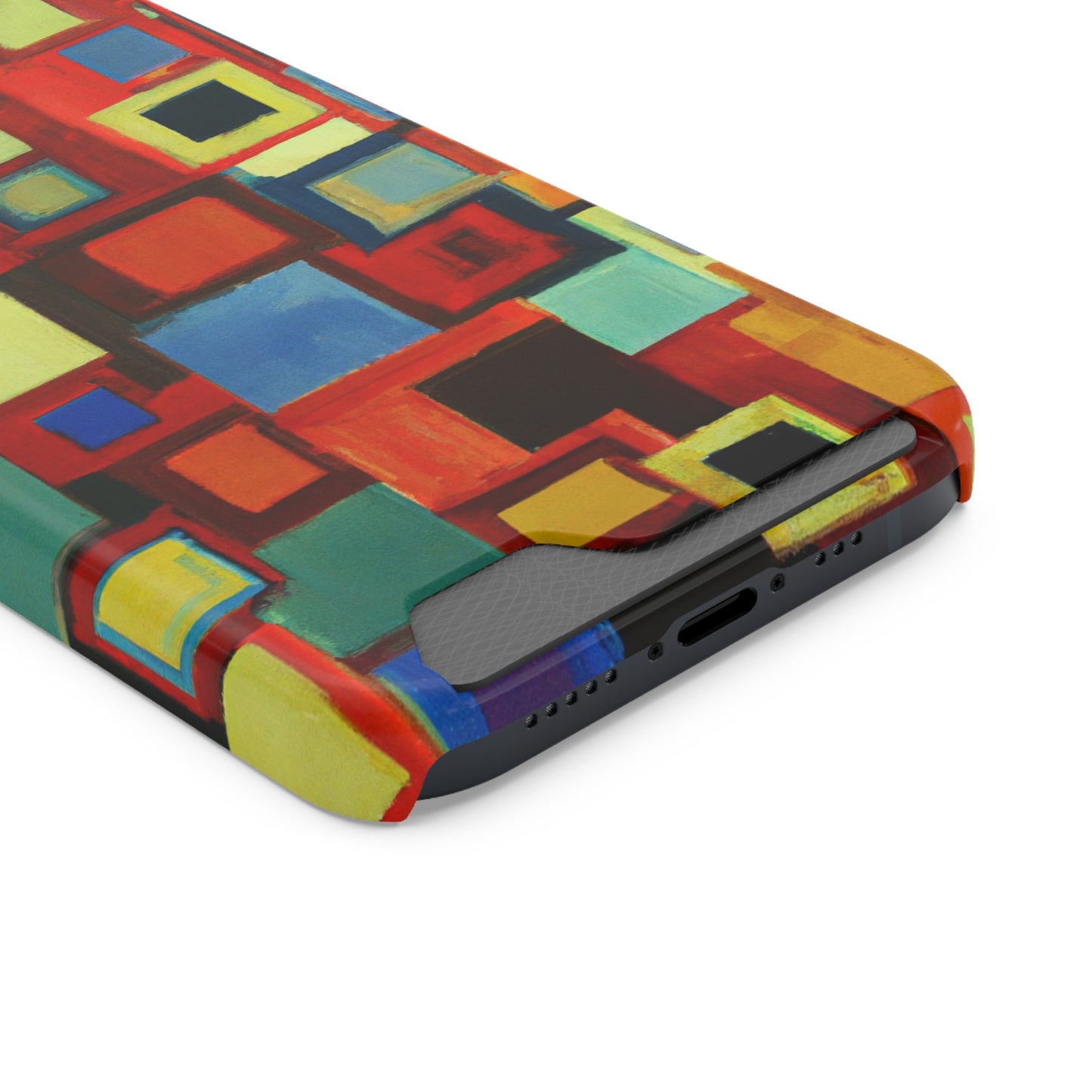 iPhone 13 and Samsung S21, S22 Cases with Card Holder Ft. Abstract Squares
