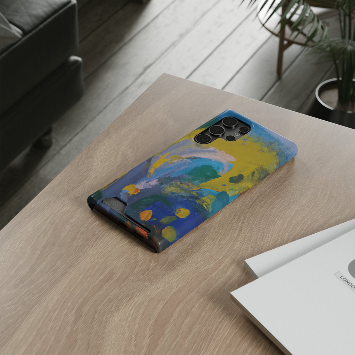 iPhone 13 and Samsung S21, S22 Cases with Card Holder Ft. Abstract Scoop