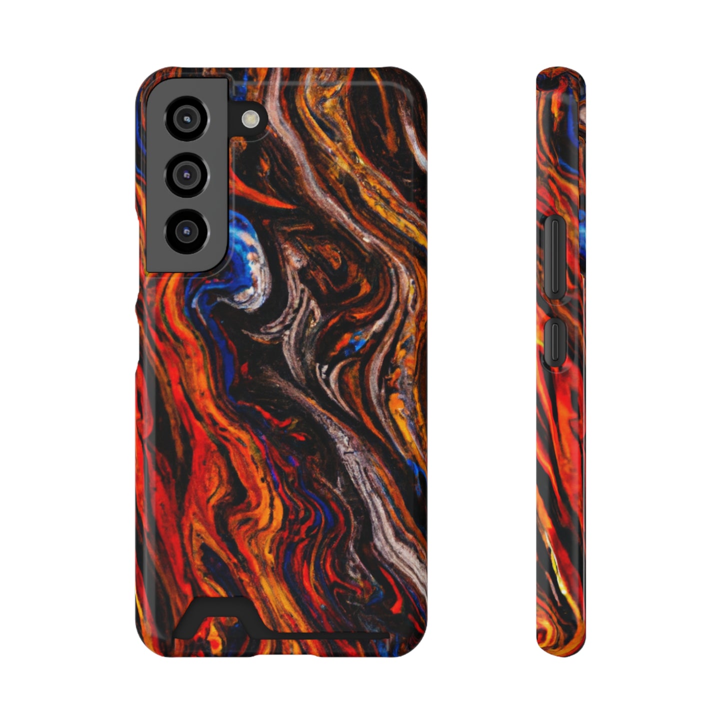 iPhone 13 and Samsung S21, S22 Cases with Card Holder Ft. Abstract Petrified Wood
