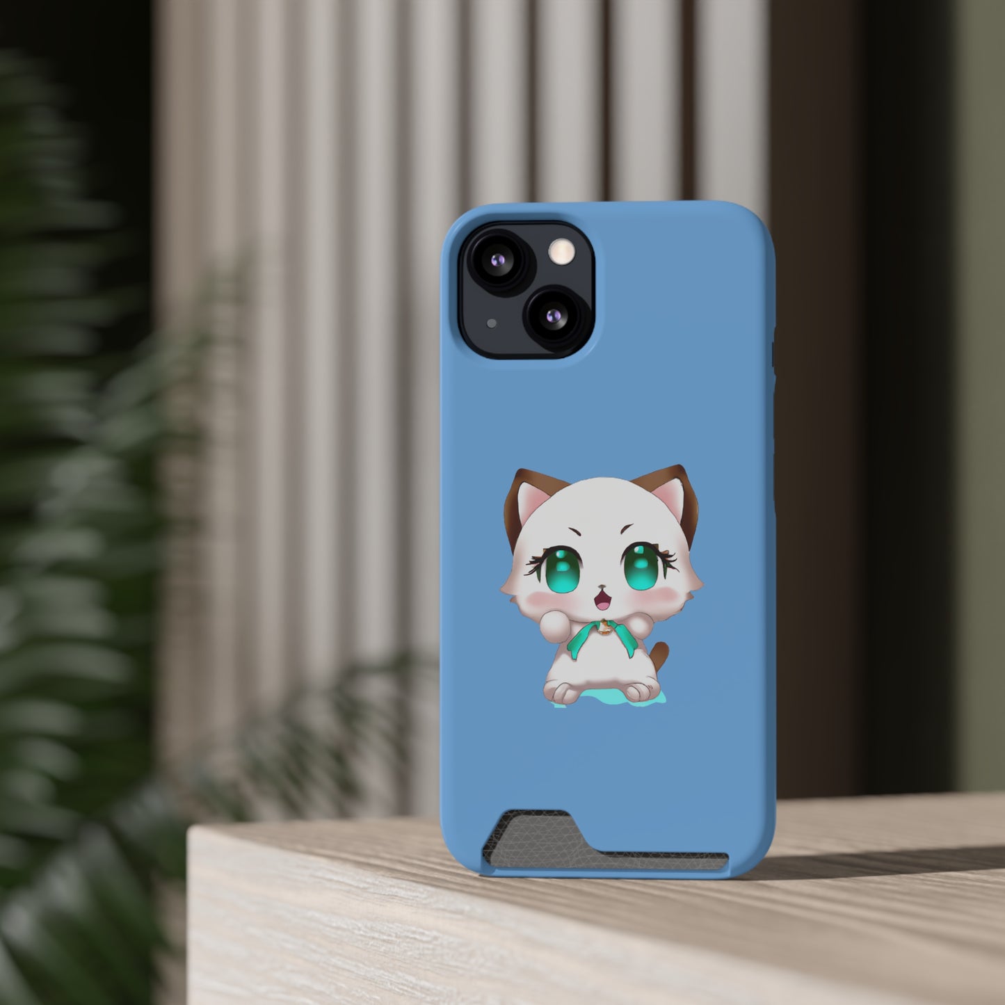 iPhone 13 and Samsung S21, S22 Cases with Card Holder Ft. Cute Kitty