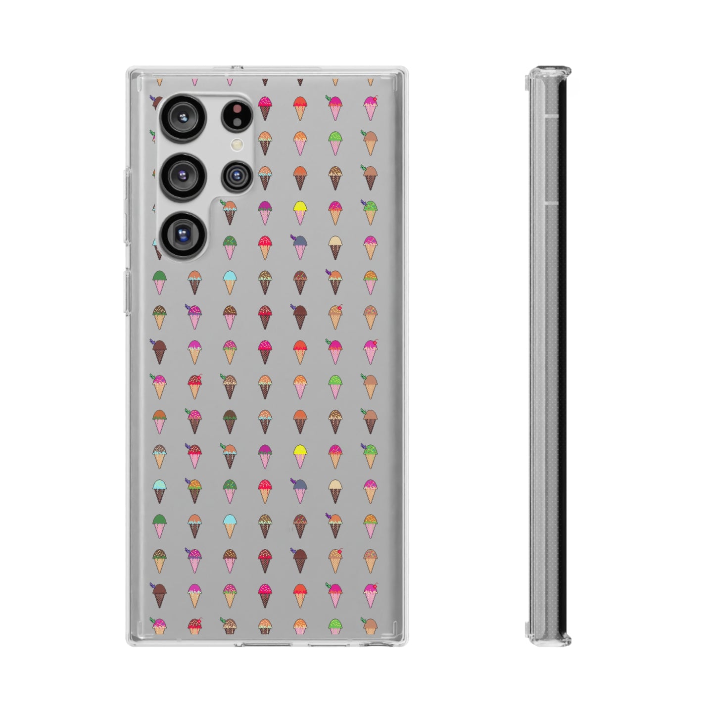 Clear Hard Case for iPhone 1-14 and Samsung S21-S22, Featuring Pixel Cones