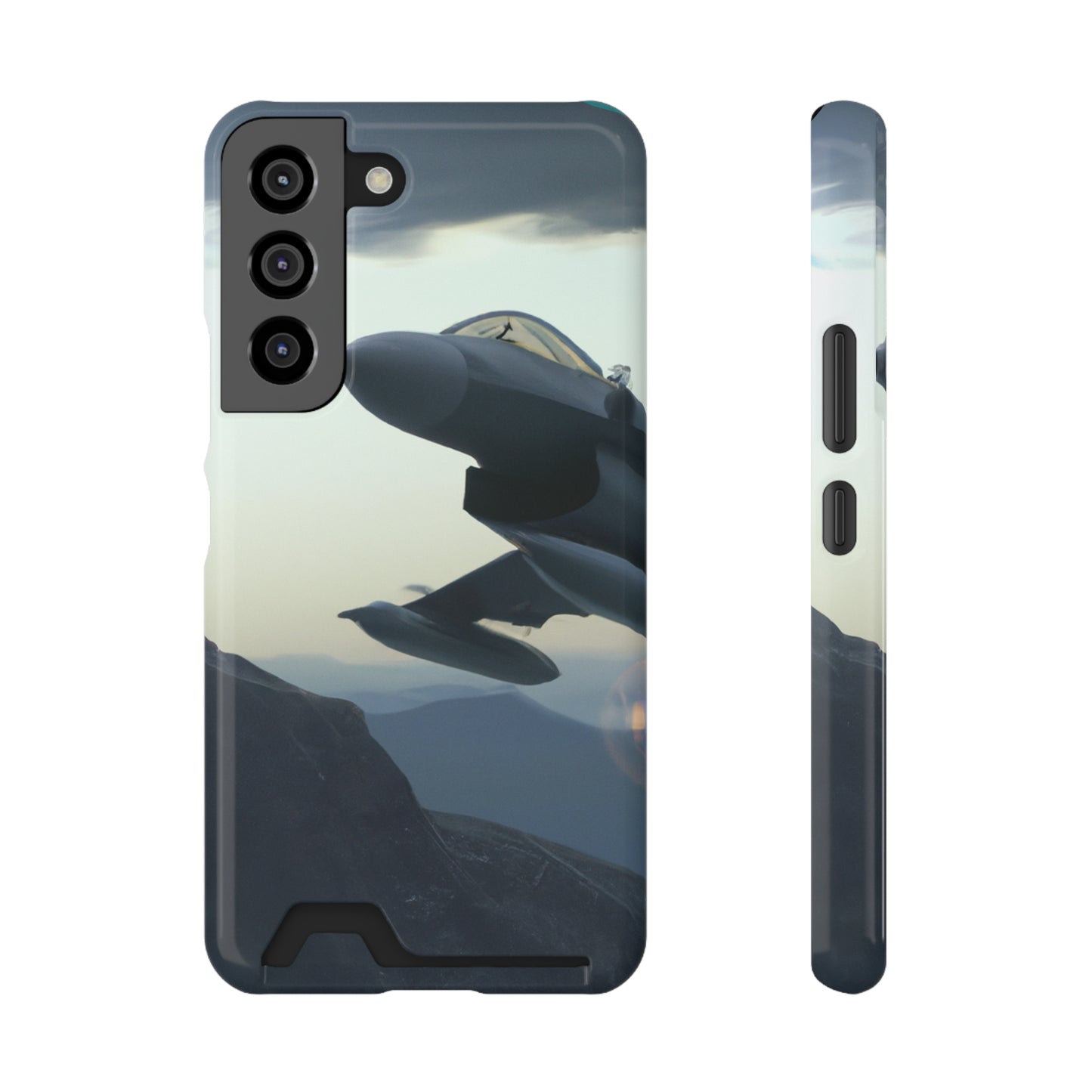 iPhone 13 and Samsung S21, S22 Cases with Card Holder Ft. Fighter Jet