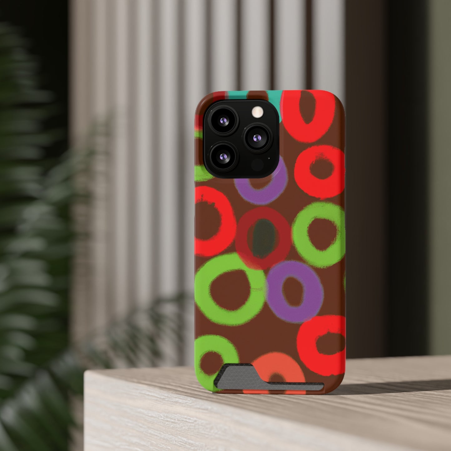 iPhone 13 and Samsung S21, S22 Cases with Card Holder Ft. Fruity Circles