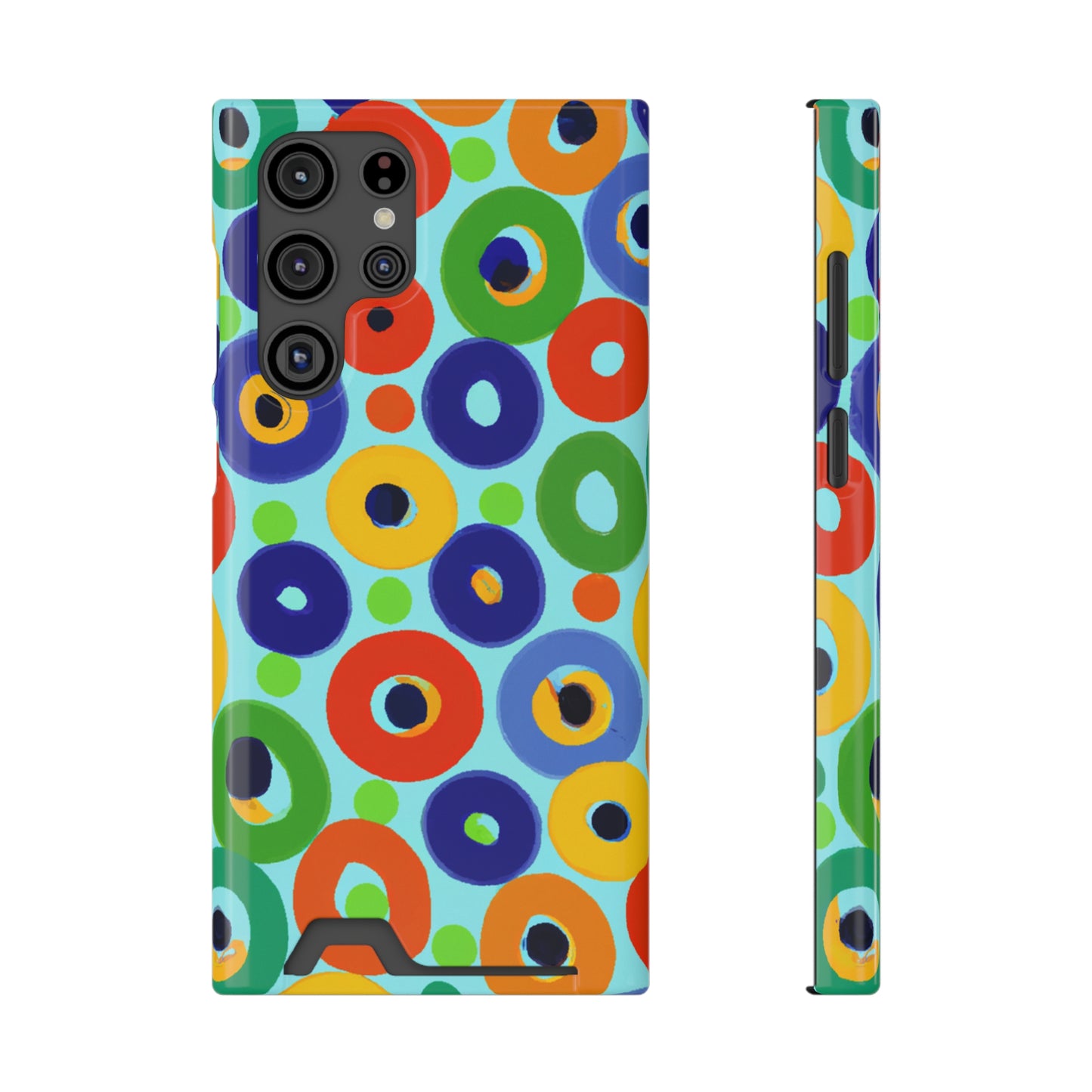 iPhone 13 and Samsung S21, S22 Cases with Card Holder Ft. Vivid Circles
