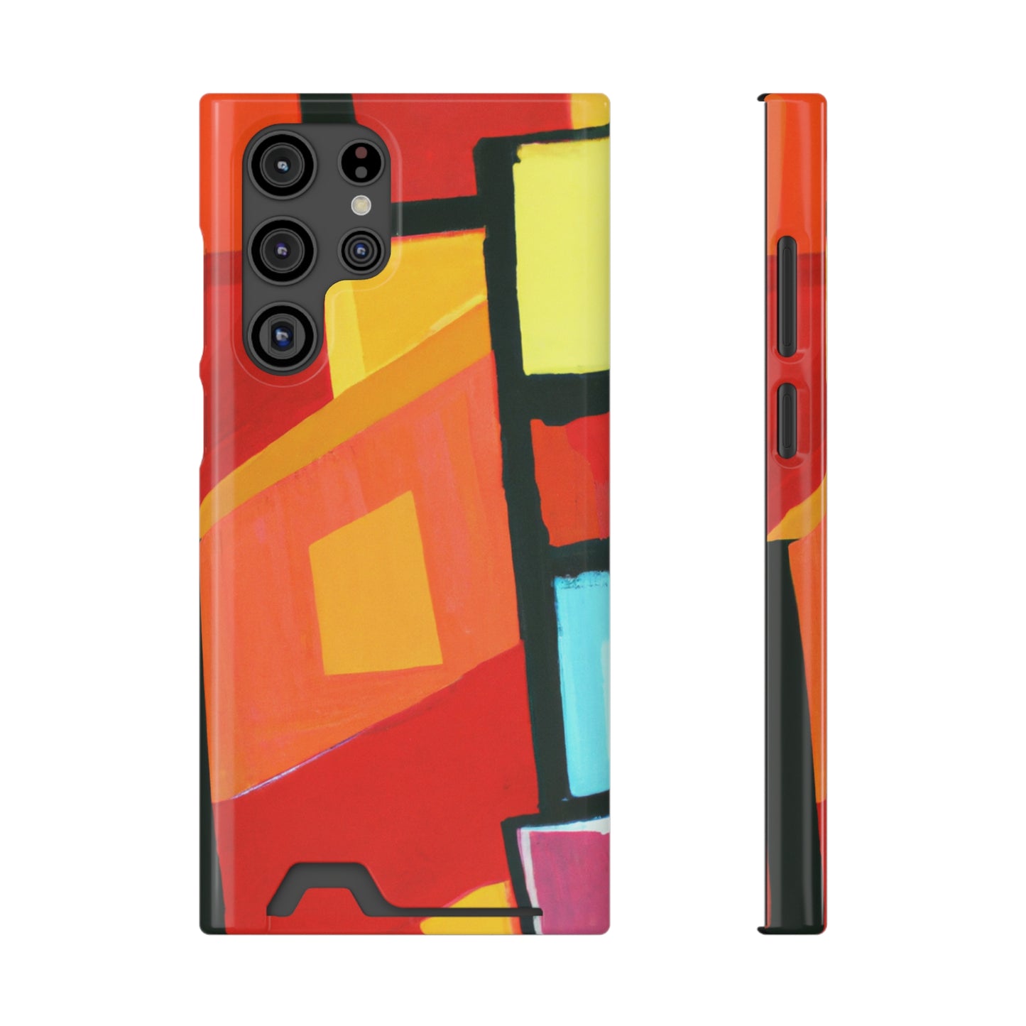 iPhone 13 and Samsung S21, S22 Cases with Card Holder Ft Abstract Panes