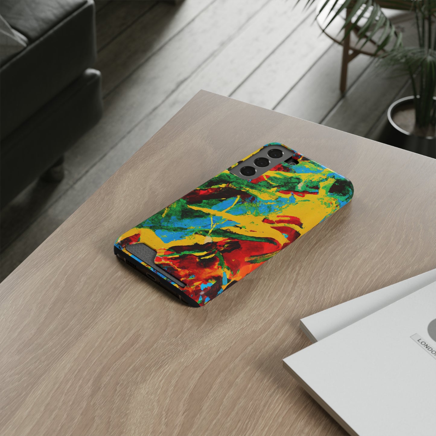 iPhone and Samsung Cases with Card Holder Ft. Abstract Tropical