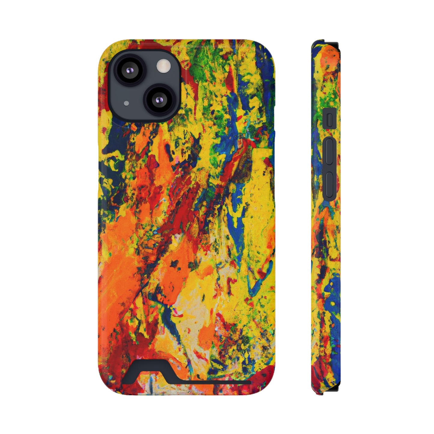 iPhone or Samsung Case with Card Holder Ft. Abstract Yellow Orange