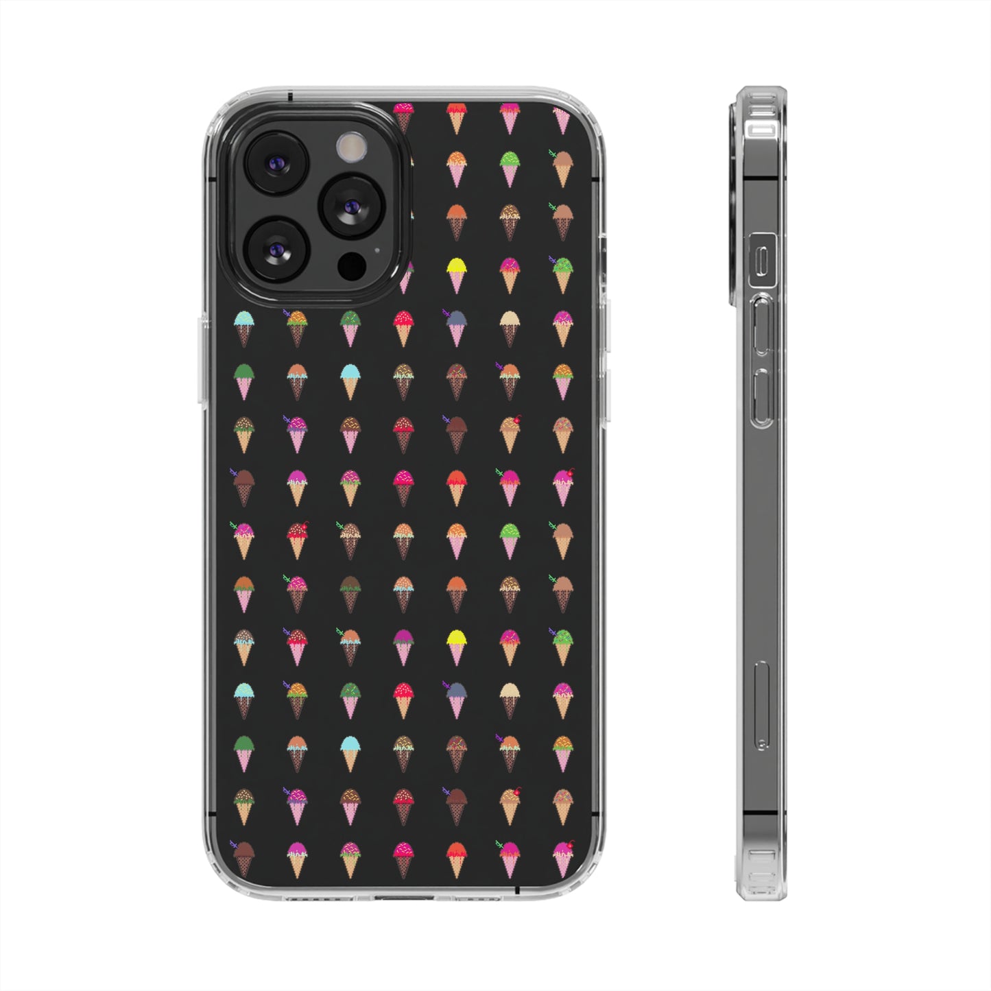 Clear Hard Case for iPhone 1-14 and Samsung S21-S22, Featuring Pixel Cones