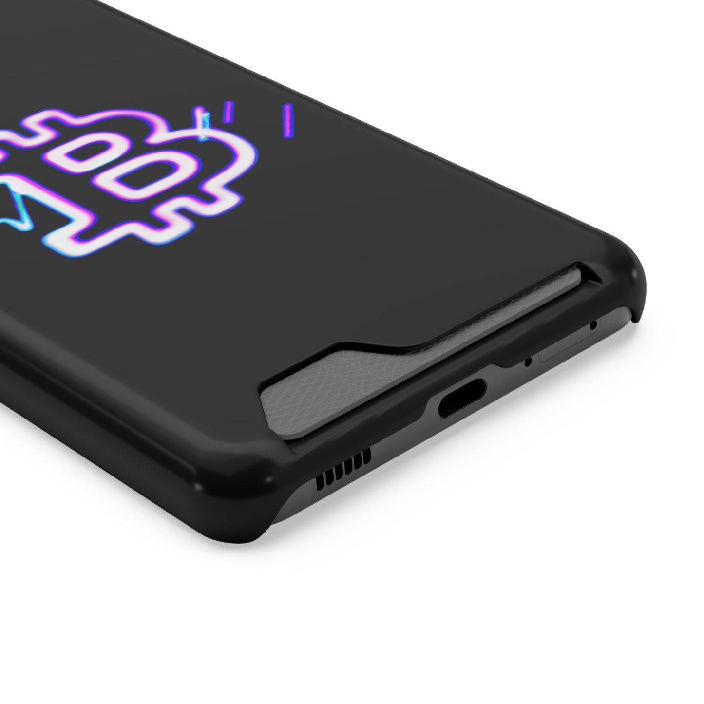 iPhone 13 and Samsung S21, S22 Cases with Card Holder Ft. Synthwave Bitcoin Symbol
