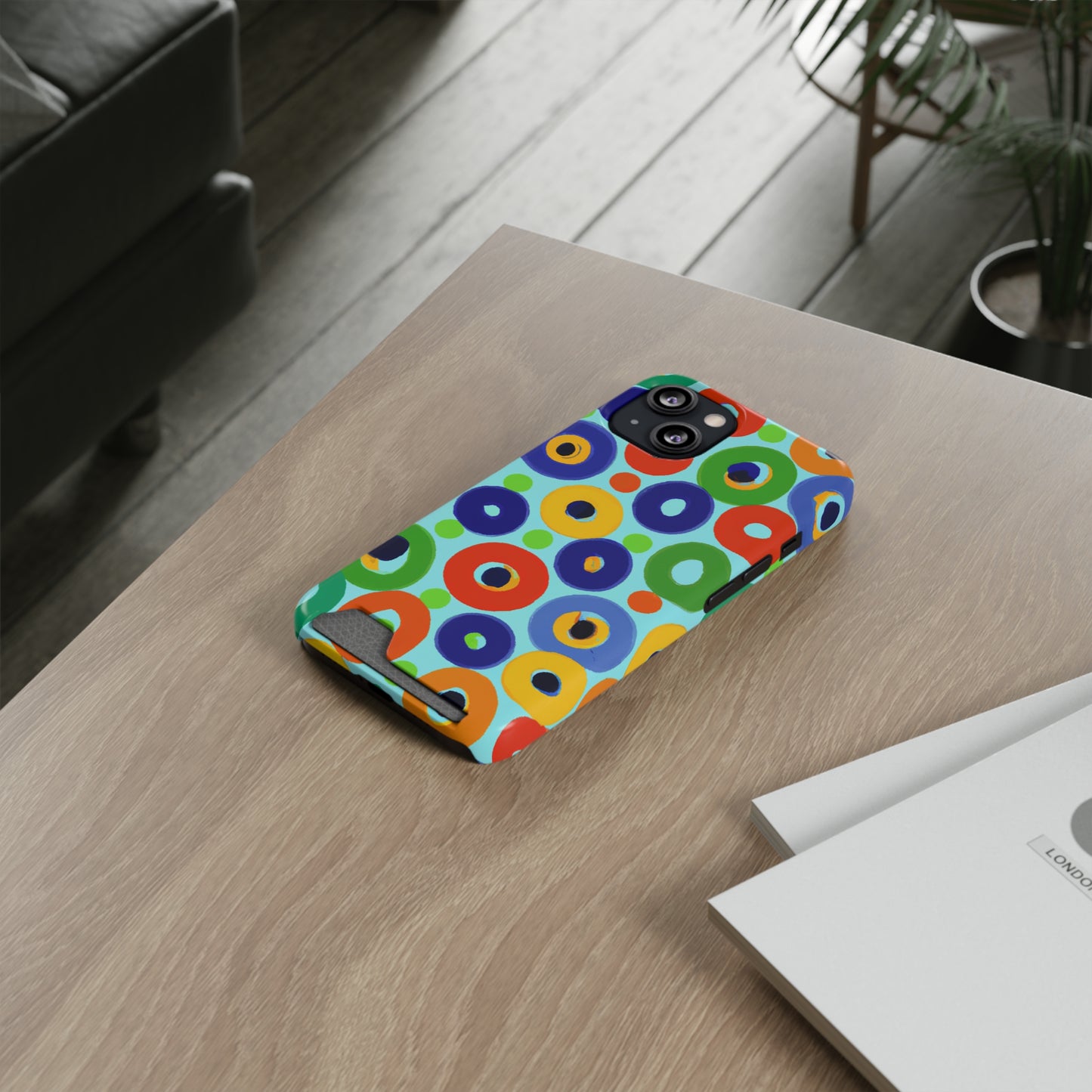 iPhone 13 and Samsung S21, S22 Cases with Card Holder Ft. Vivid Circles