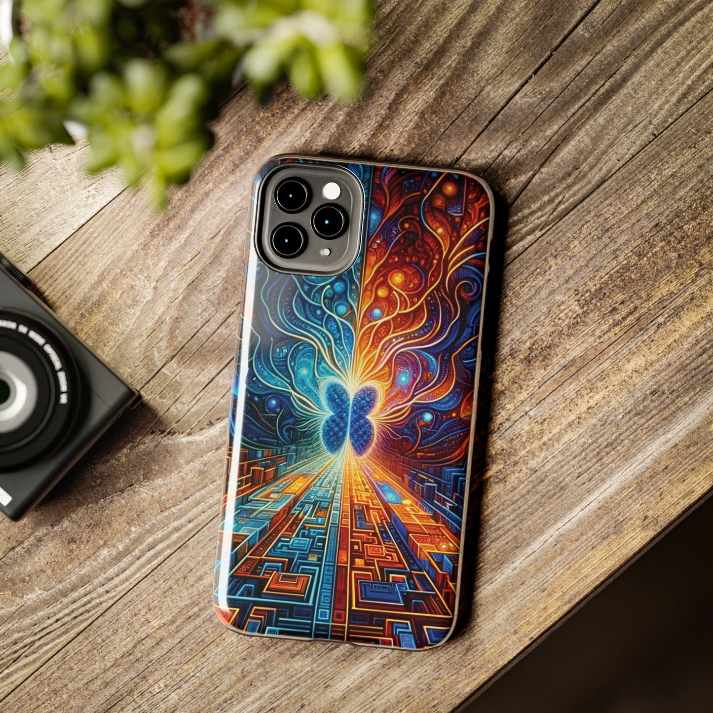 ToughDrop Apple iPhone Case Ft. Cyber Blue Butterfly