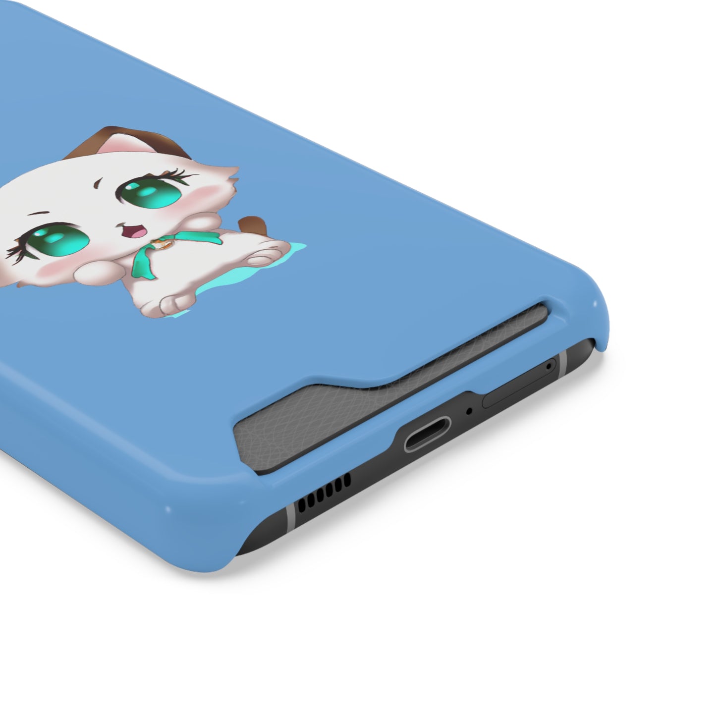 iPhone 13 and Samsung S21, S22 Cases with Card Holder Ft. Cute Kitty
