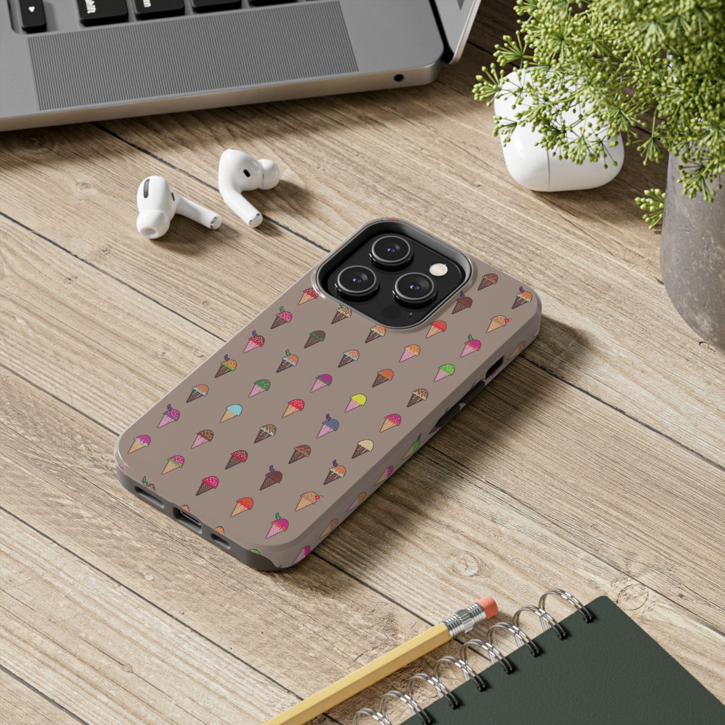 Tough Apple iPhone Case Ft. Pixel Ice Cream Cones