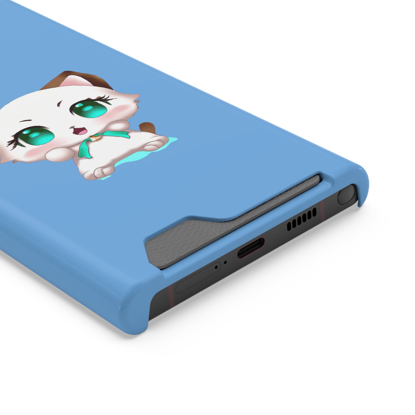 iPhone 13 and Samsung S21, S22 Cases with Card Holder Ft. Cute Kitty
