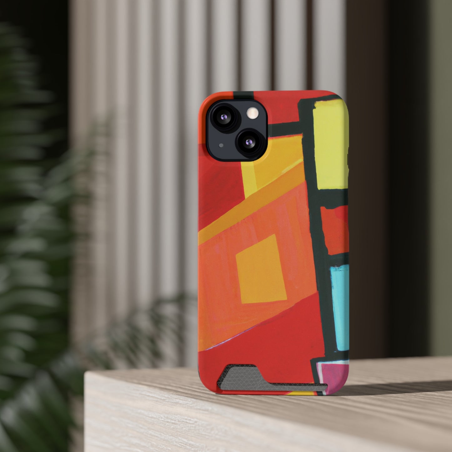 iPhone 13 and Samsung S21, S22 Cases with Card Holder Ft Abstract Panes