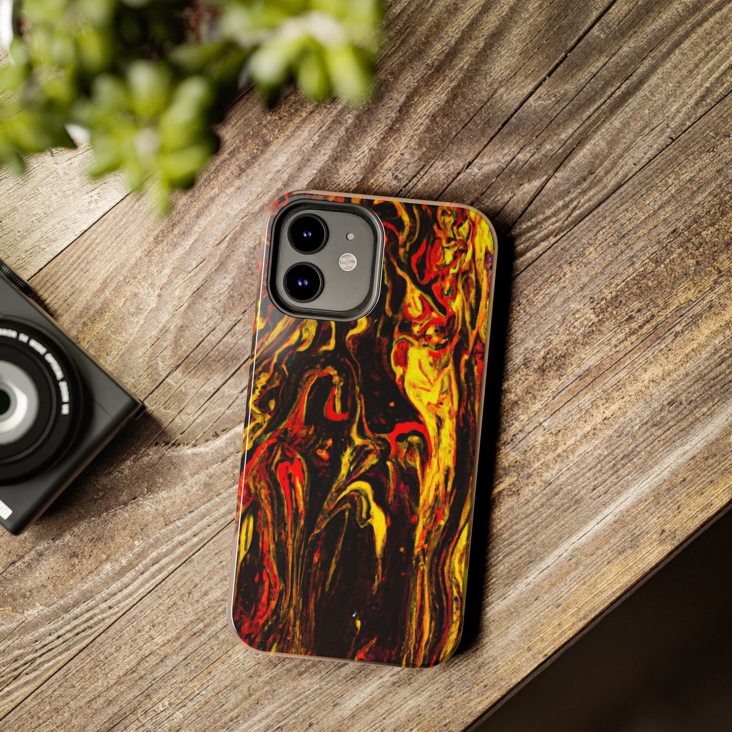 Tough Apple iPhone Case Ft. Abstract Black and Yellow