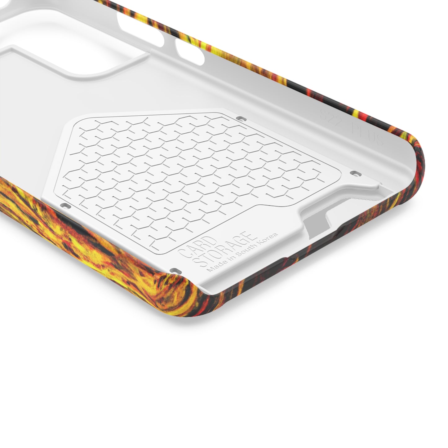 iPhone 13 and Samsung S21, S22 Cases with Card Holder Ft. Abstract Black and Yellow