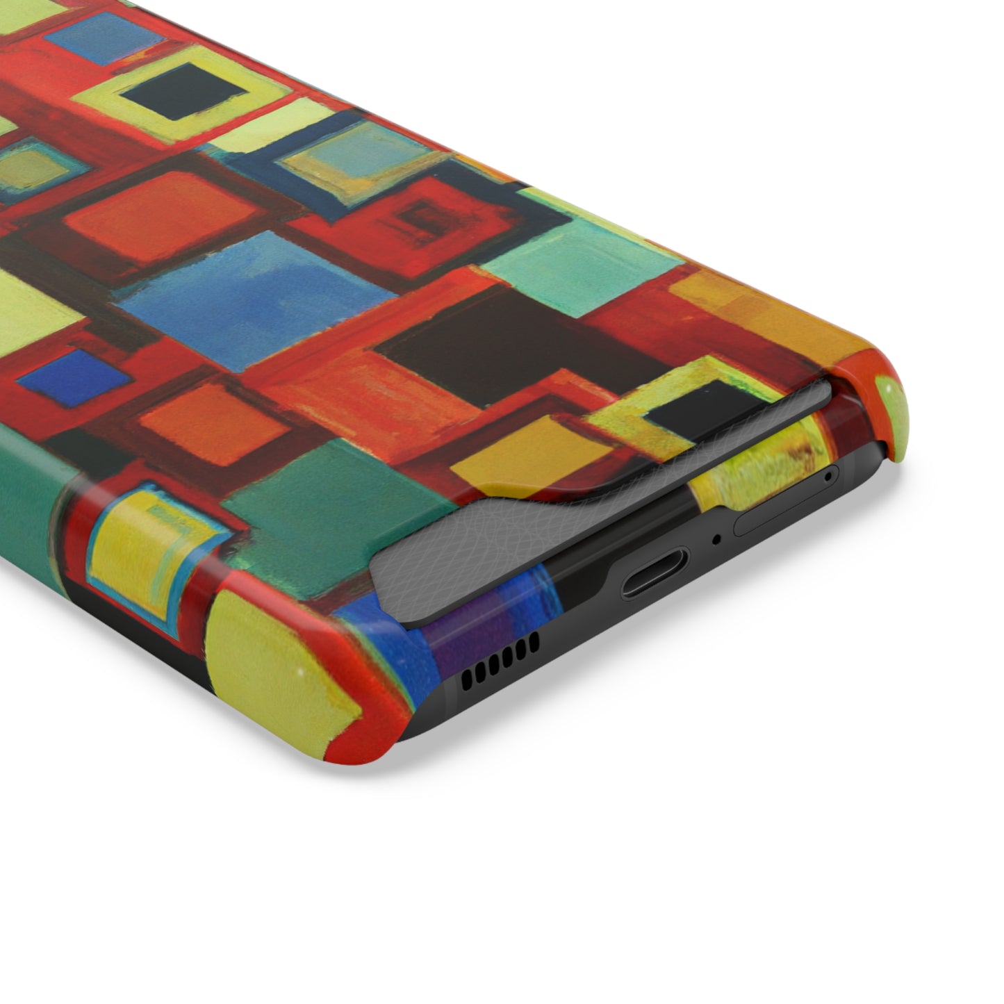iPhone 13 and Samsung S21, S22 Cases with Card Holder Ft. Abstract Squares
