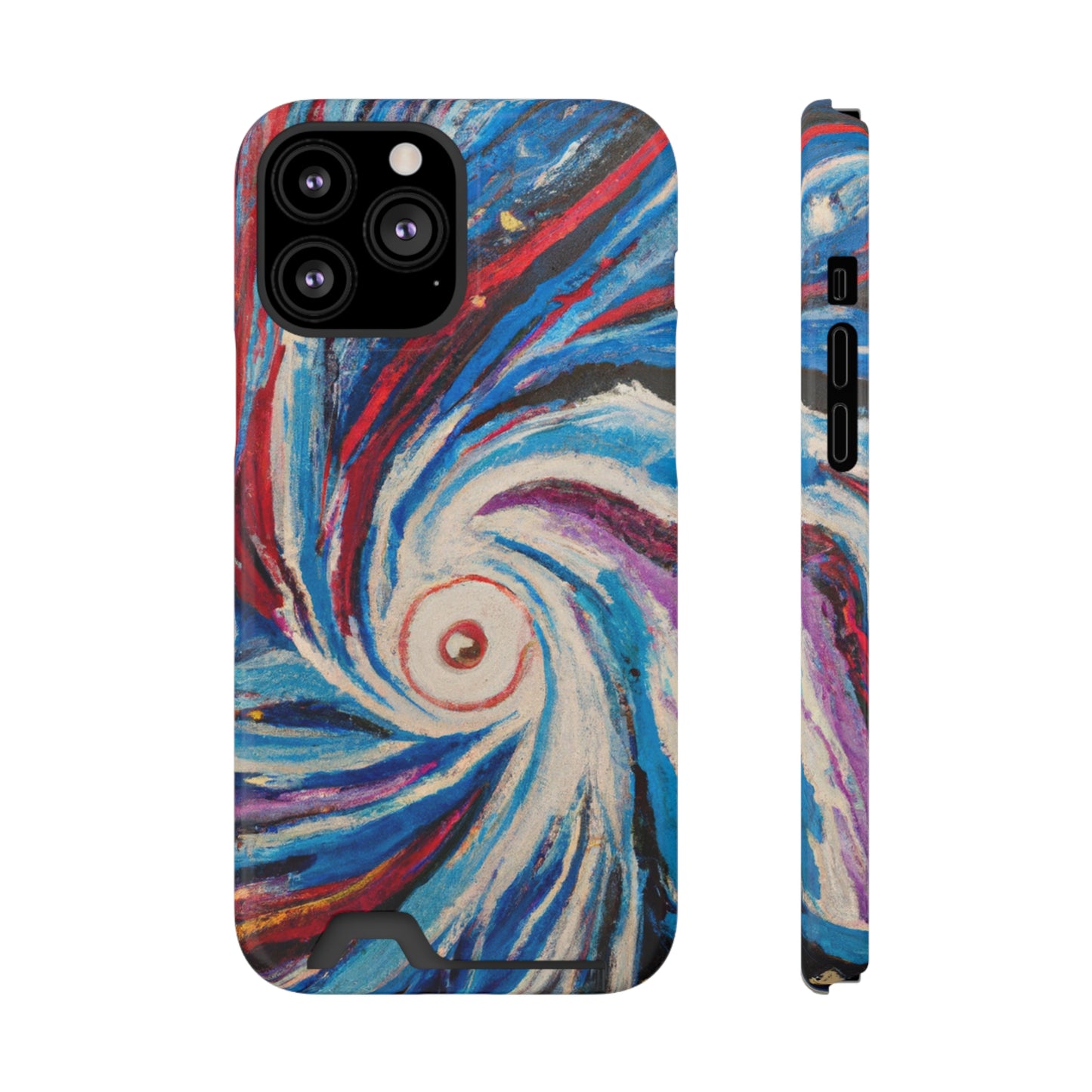 iPhone 13 and Samsung S21, S22 Cases with Card Holder Ft. Abstract Vortex