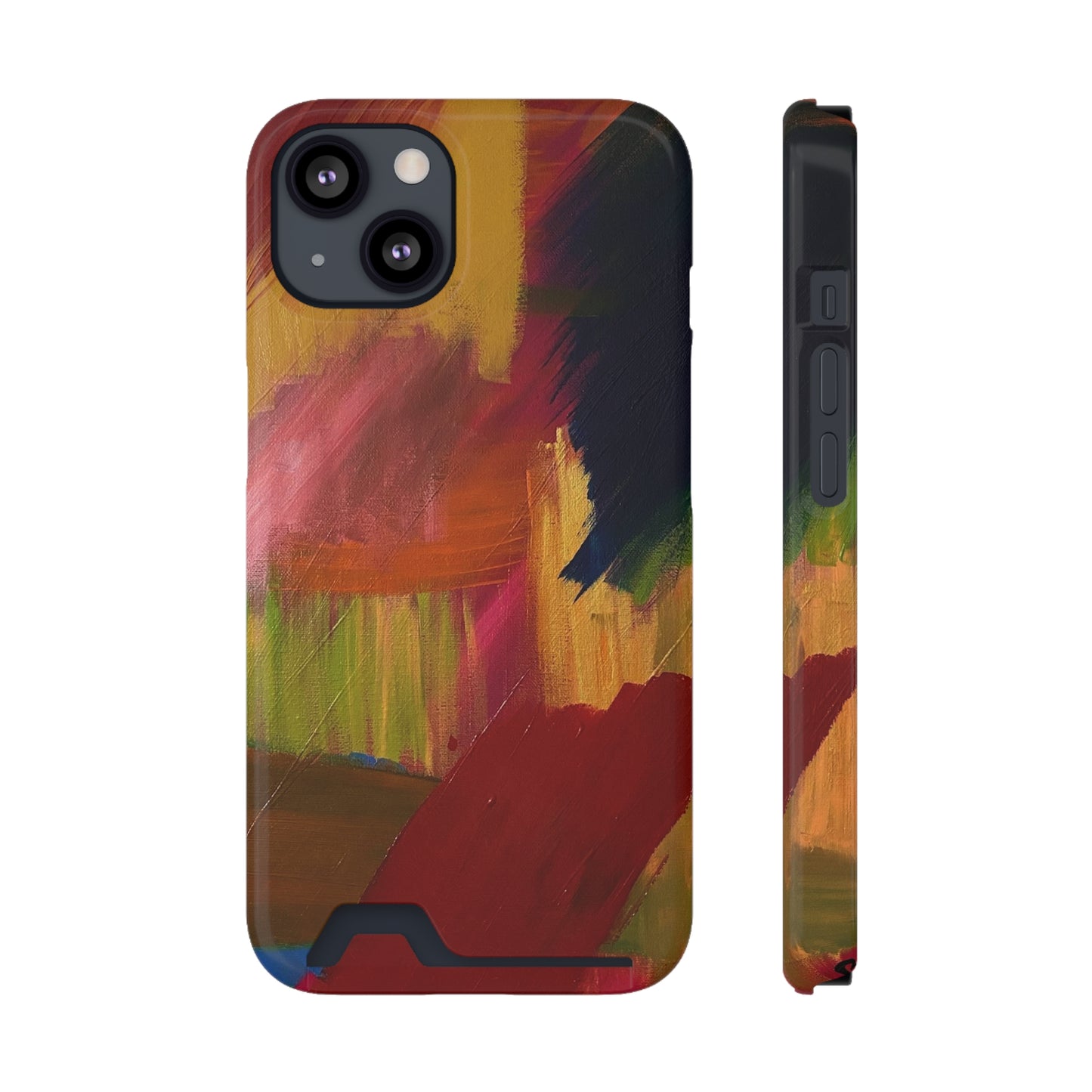 iPhone 13 and Samsung S21, S22 Cases with Card Holder Ft. Abstract Red