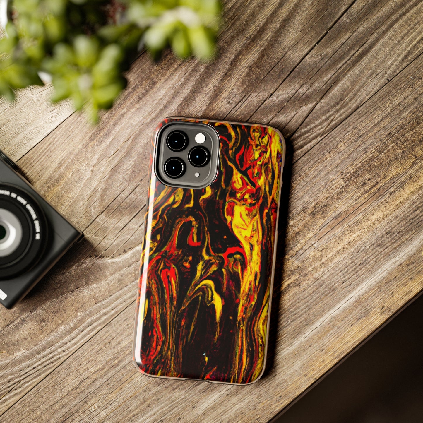 Tough Apple iPhone Case Ft. Abstract Black and Yellow