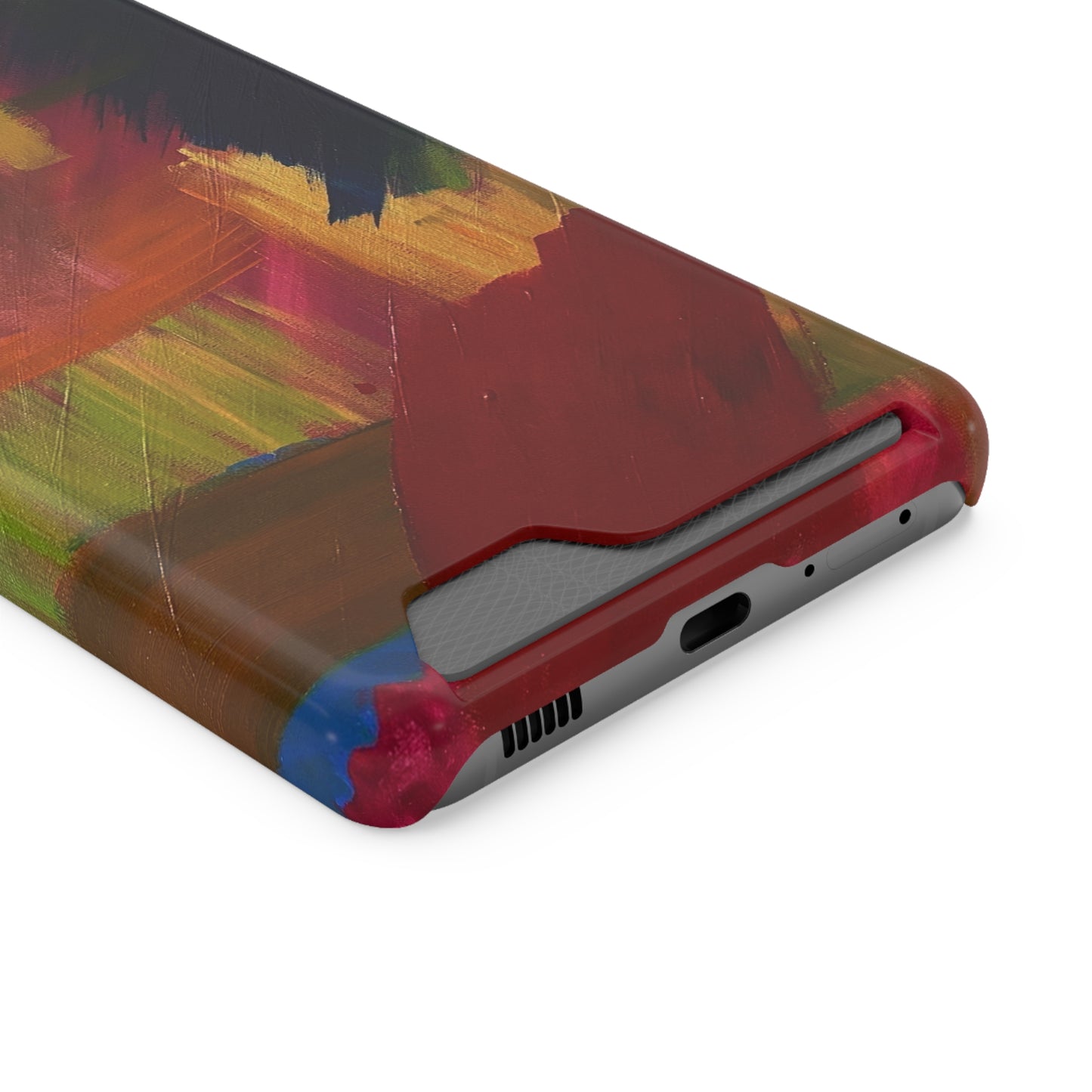 iPhone 13 and Samsung S21, S22 Cases with Card Holder Ft. Abstract Red