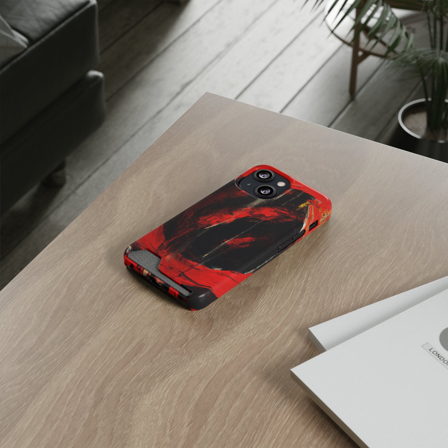 iPhone 13 and Samsung S21, S22 Cases with Card Holder Ft. Abstract Zero