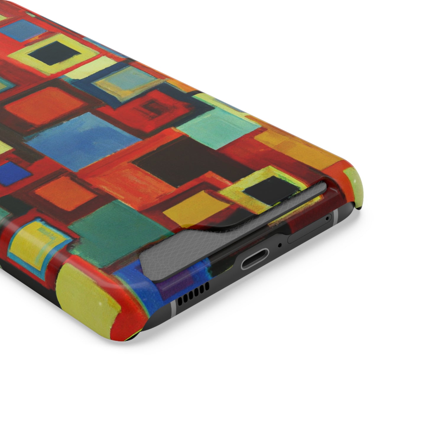 iPhone 13 and Samsung S21, S22 Cases with Card Holder Ft. Abstract Squares