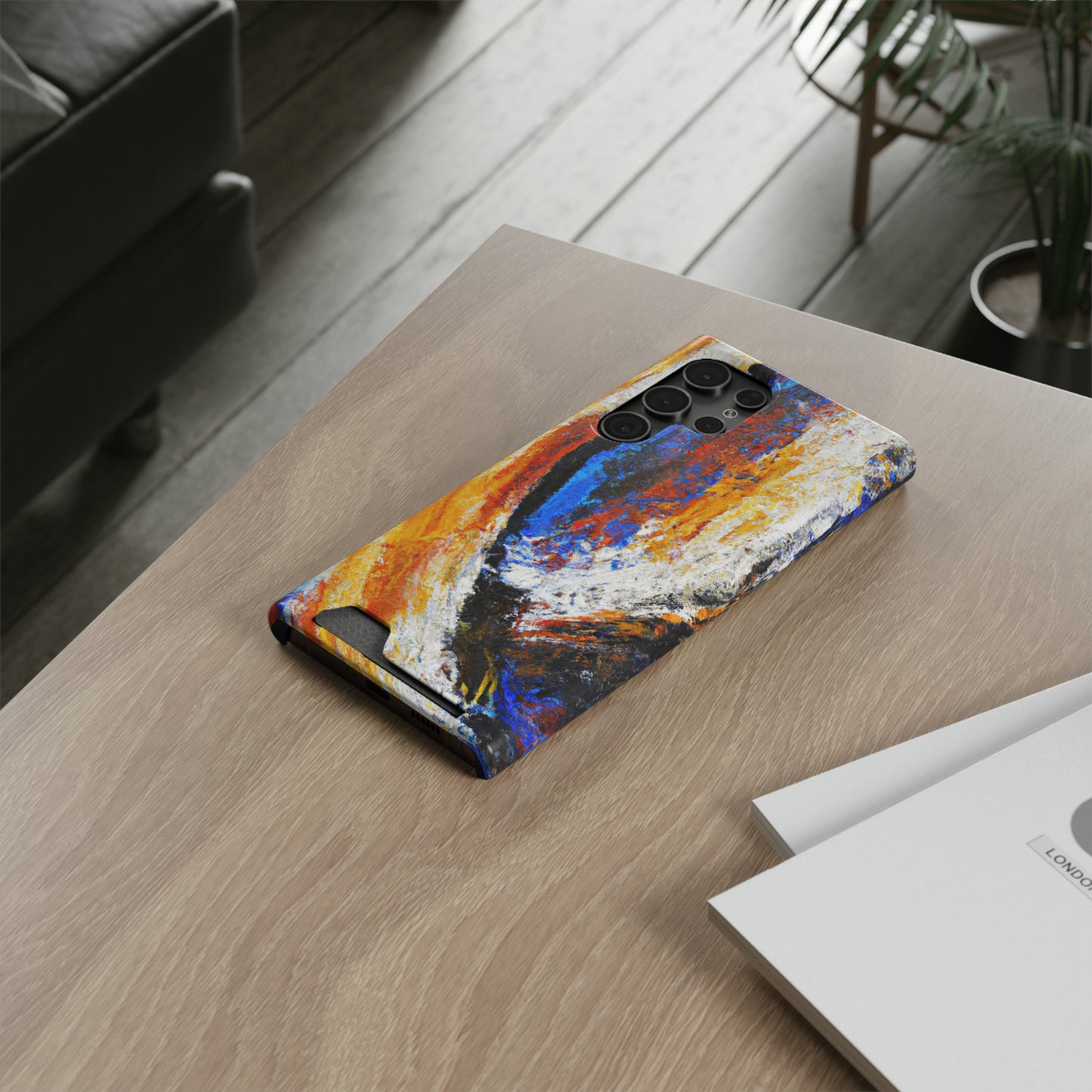 iPhone 13 and Samsung S21, S22 Cases with Card Holder Ft. Abstract Sand Wave