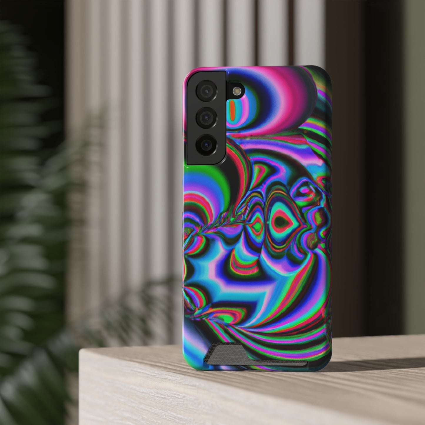 iPhone 13 and Samsung S21, S22 Cases with Card Holder Ft. Abstract Time
